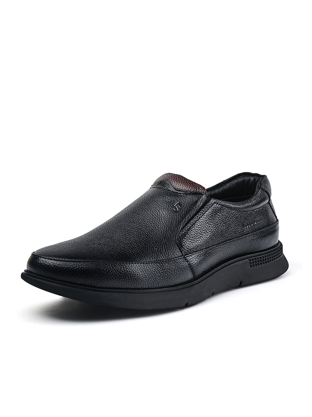 Jet Black Genuine Leather Slip-On Bernish Tone Moccasin Shoes