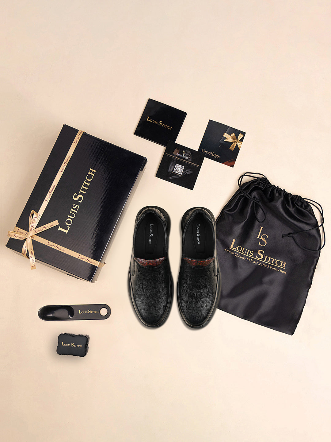 Jet Black Genuine Leather Slip-On Bernish Tone Moccasin Shoes