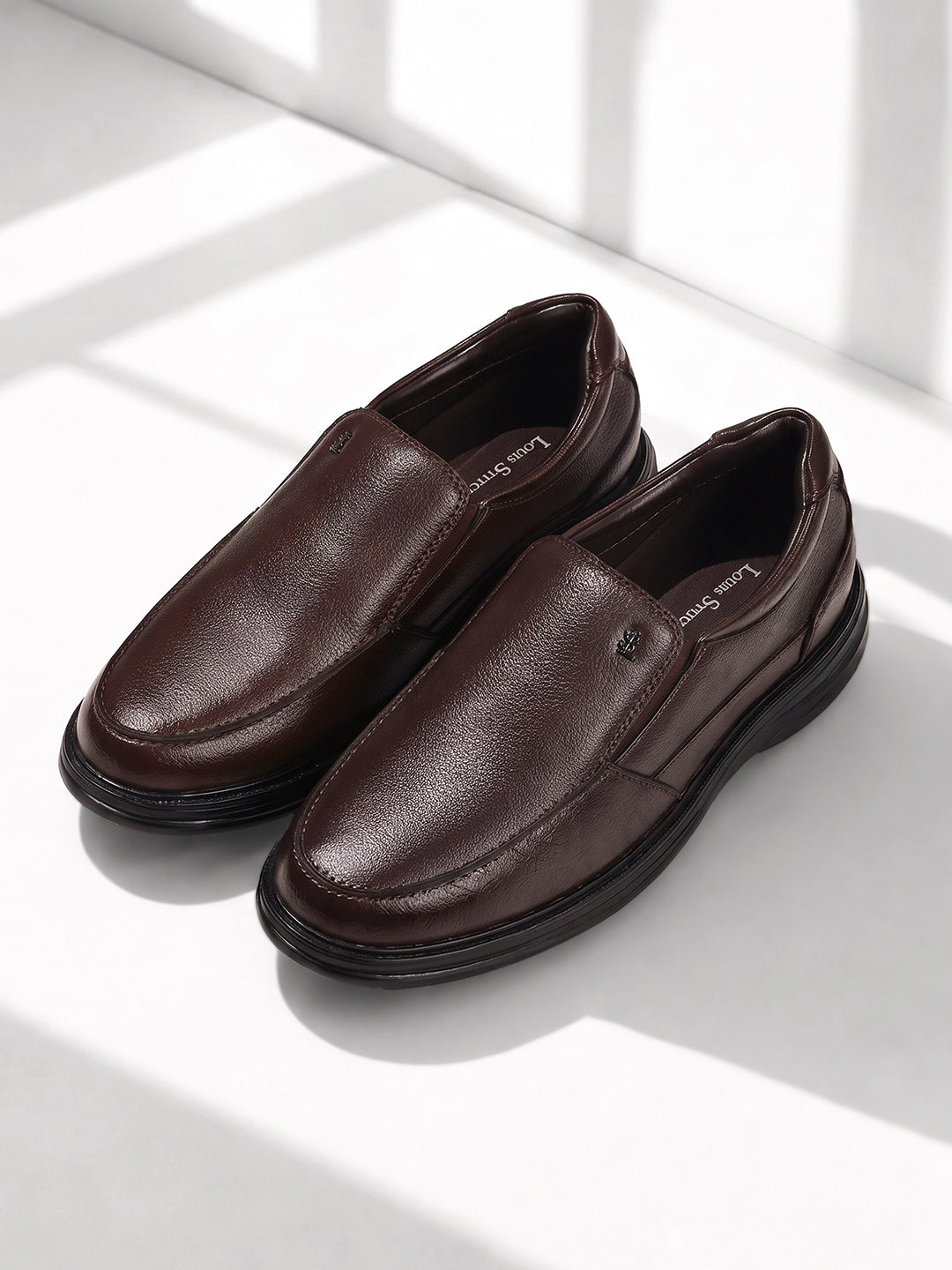 Brunette Brown Leather Comfortable Slip-On Shoes