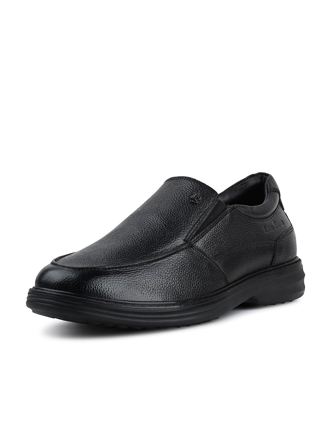 Jet Black Leather Comfortable Slip-On Shoes