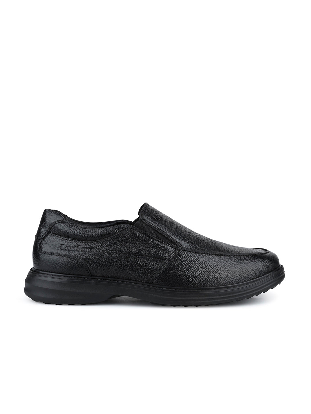 Jet Black Leather Comfortable Slip-On Shoes