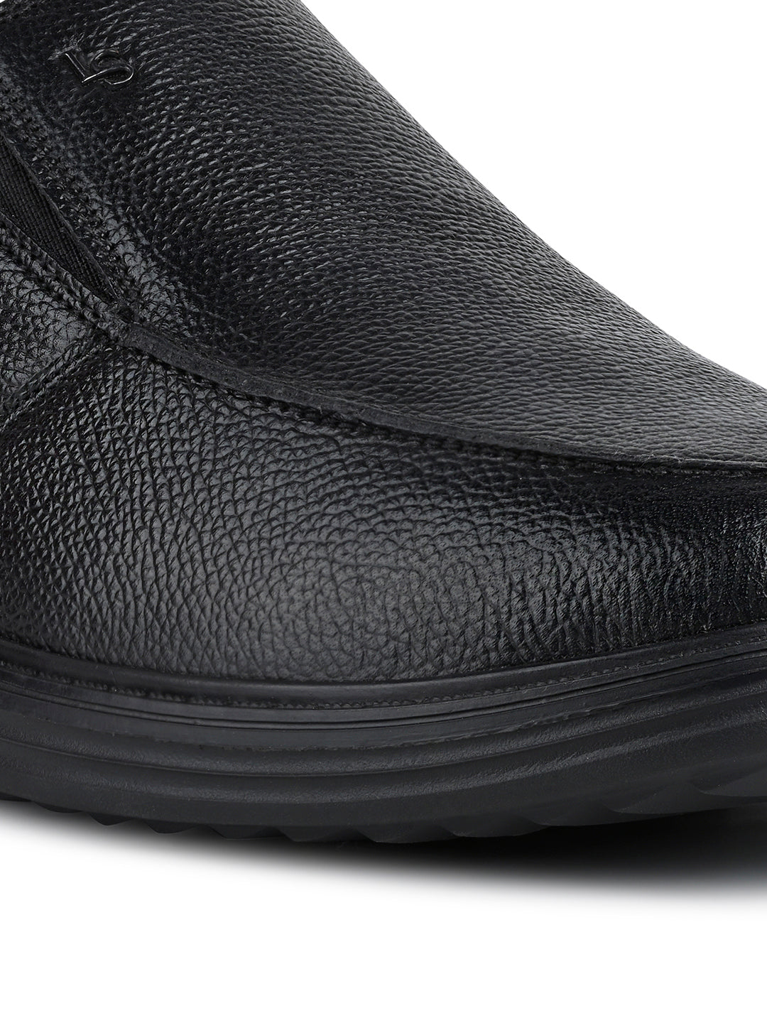 Jet Black Leather Comfortable Slip-On Shoes