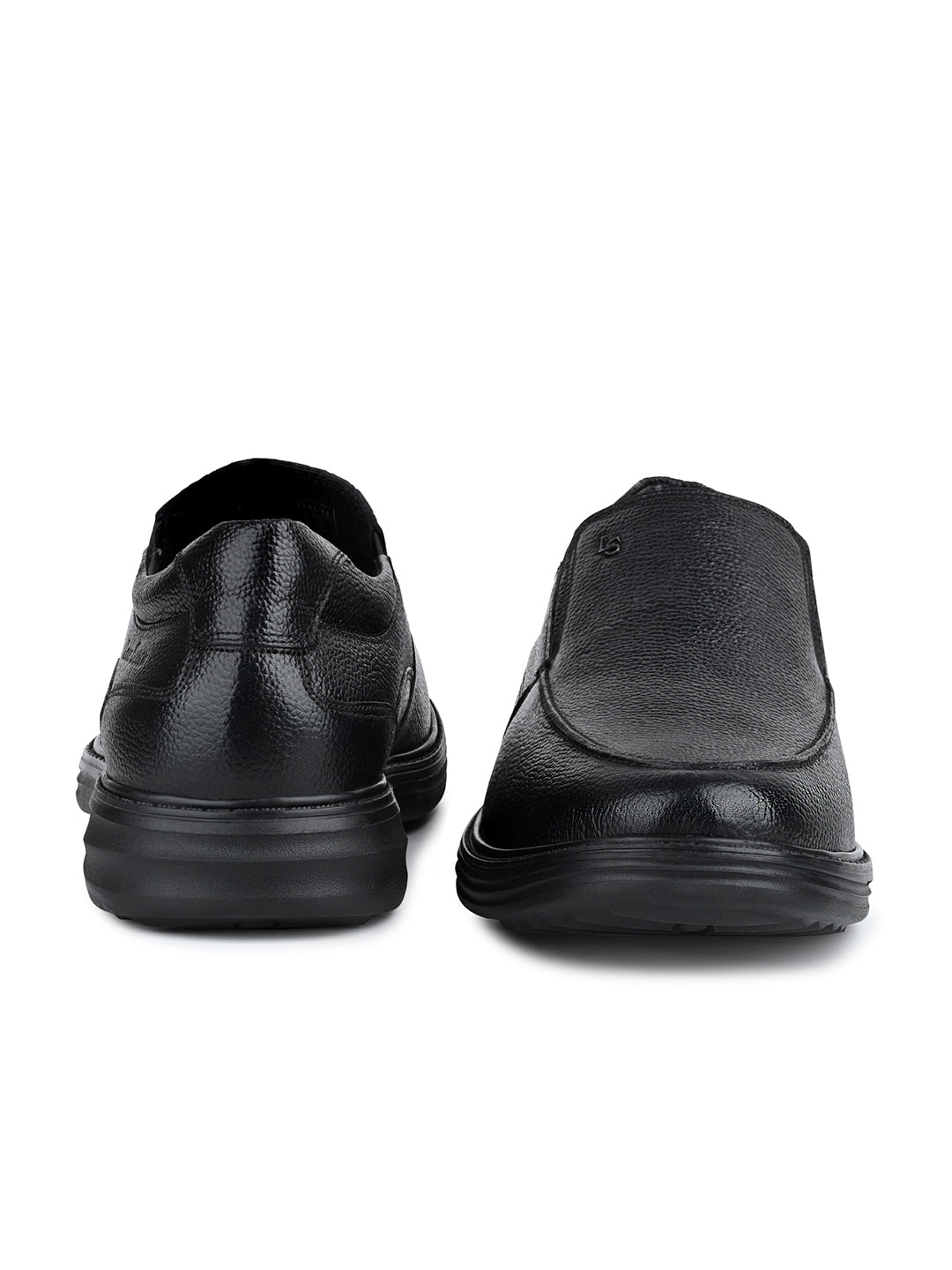 Jet Black Leather Comfortable Slip-On Shoes