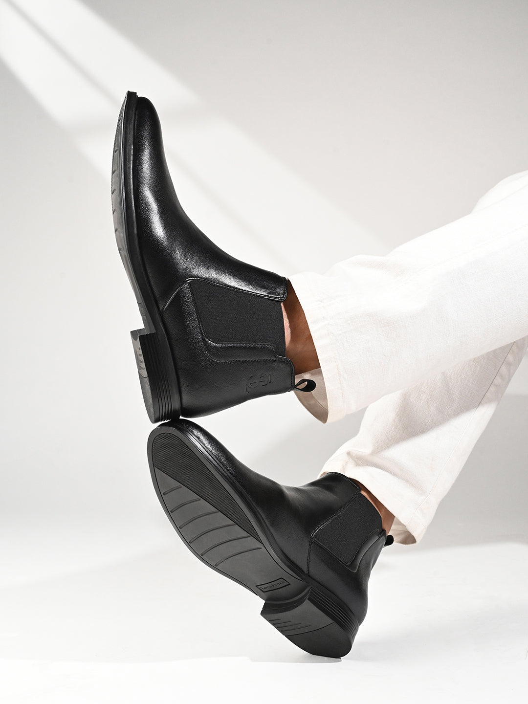 Jet Black Mid-Top Ankle Slip-On Chelsea Boots