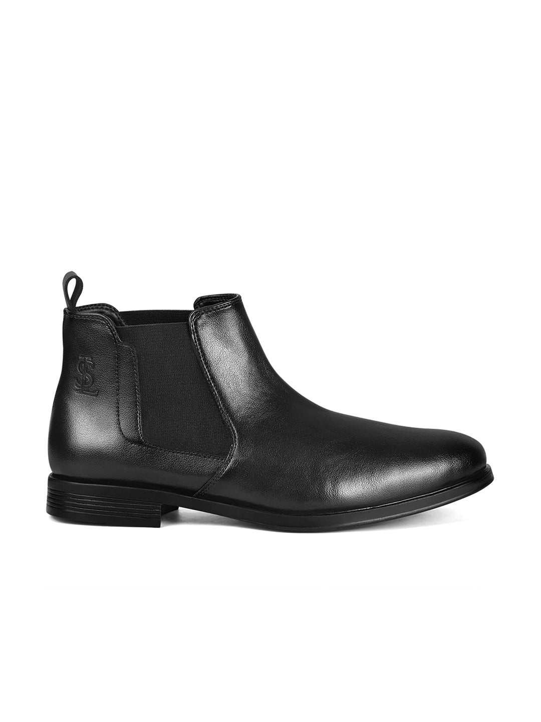 Jet Black Mid-Top Ankle Slip-On Chelsea Boots