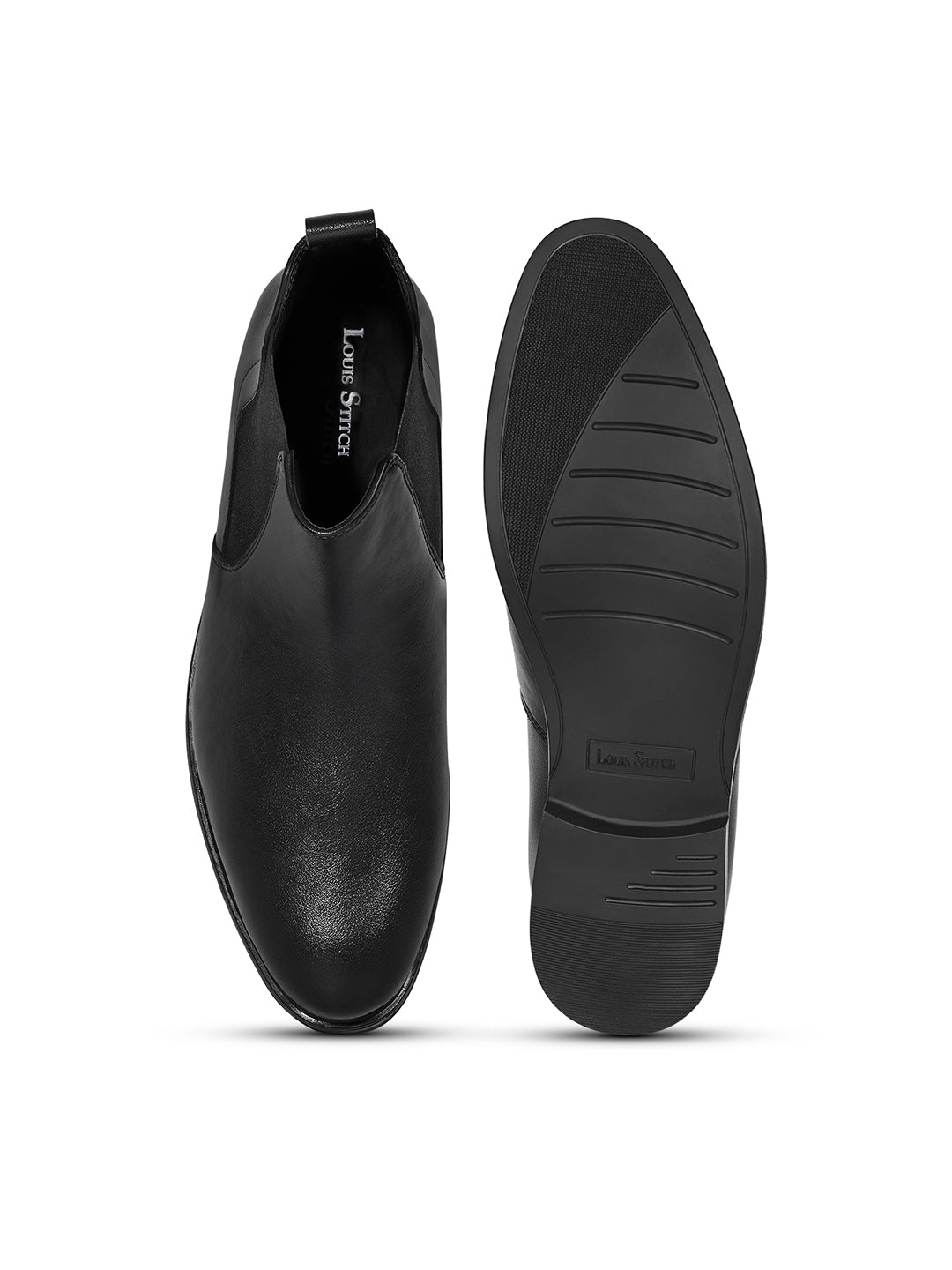 Jet Black Mid-Top Ankle Slip-On Chelsea Boots