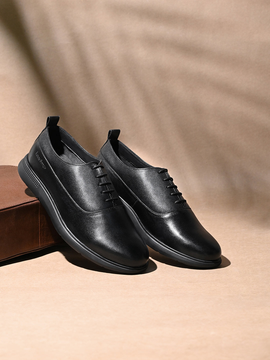 Jet Black Leather Ultra Lightweight Derby Shoes