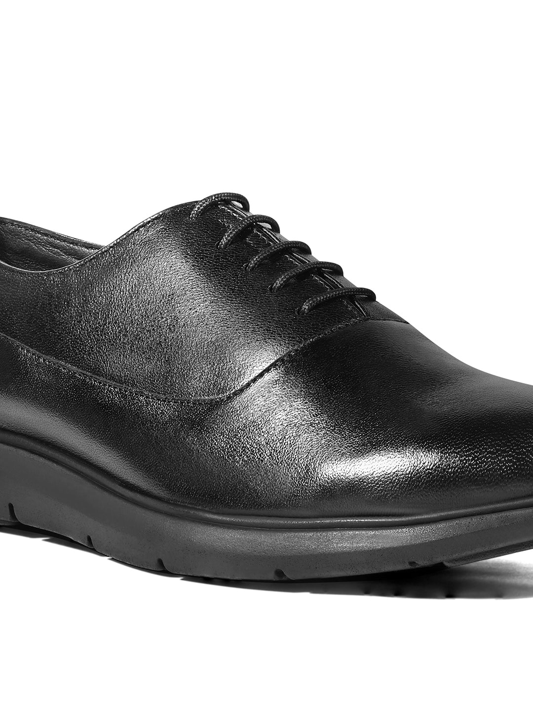 Jet Black Leather Ultra Lightweight Derby Shoes