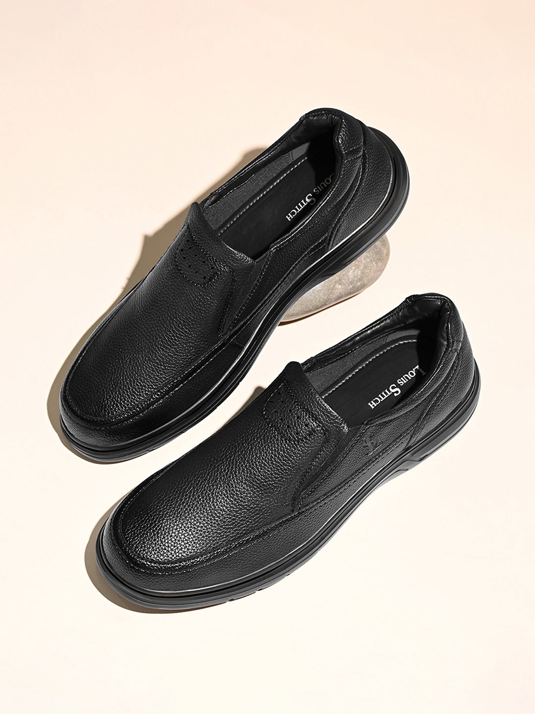 Jet Black Milled Lightweight Slip-On Moccasin