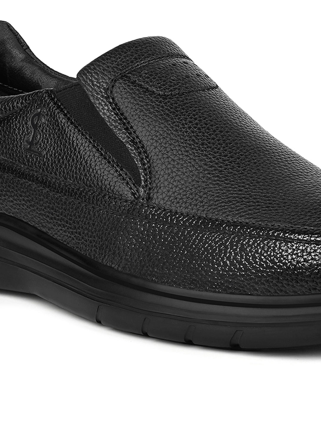 Jet Black Milled Lightweight Slip-On Moccasin
