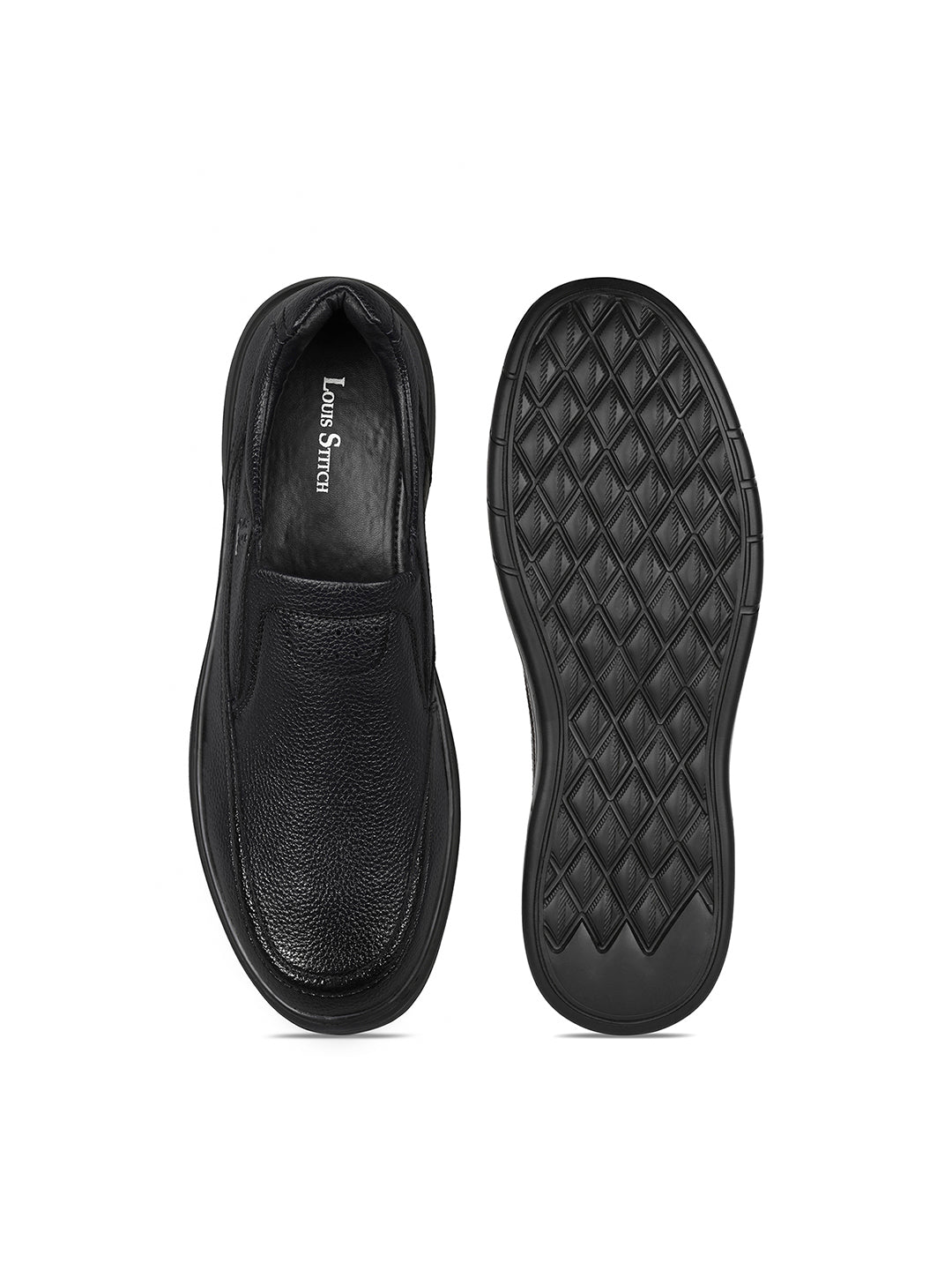 Jet Black Milled Lightweight Slip-On Moccasin