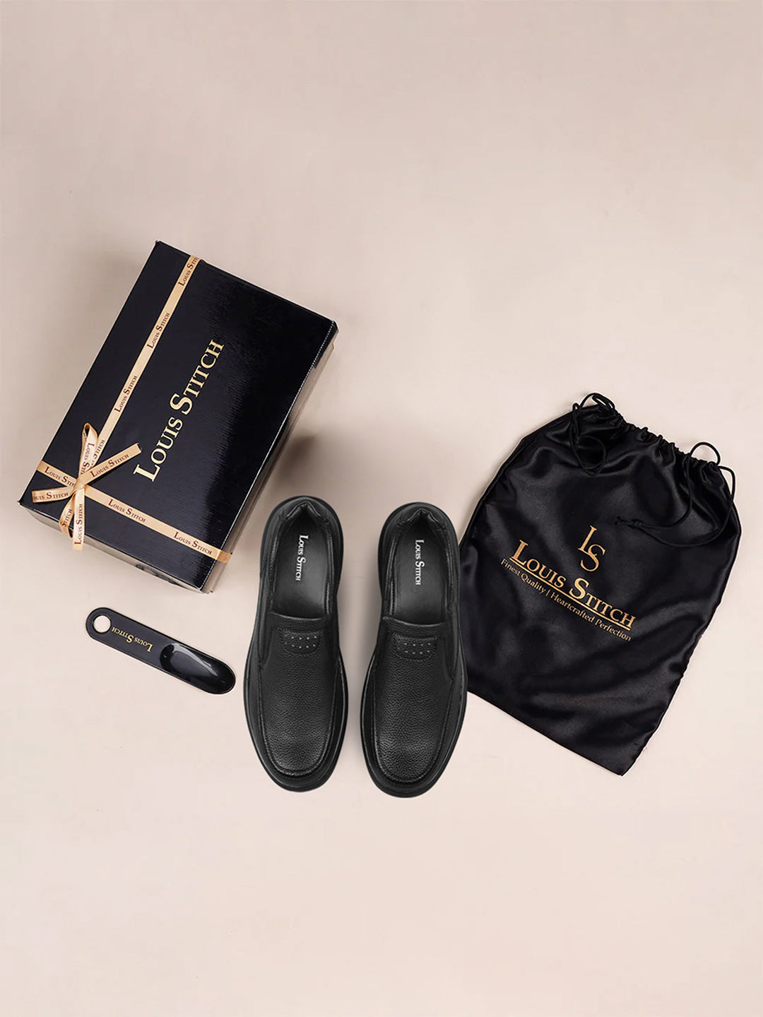 Jet Black Milled Lightweight Slip-On Moccasin