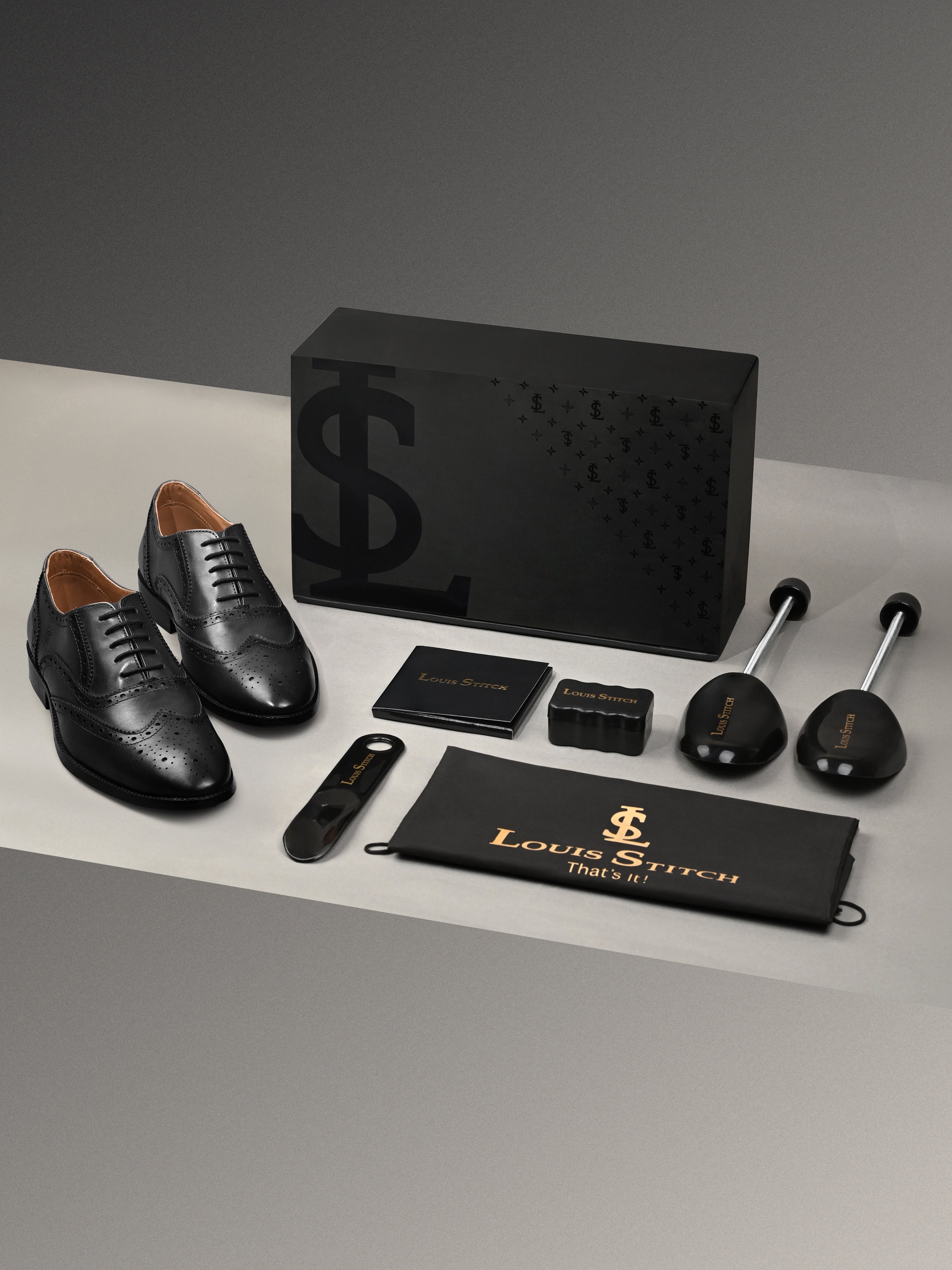 Jet Black Italian Crust Leather Formal Brogue