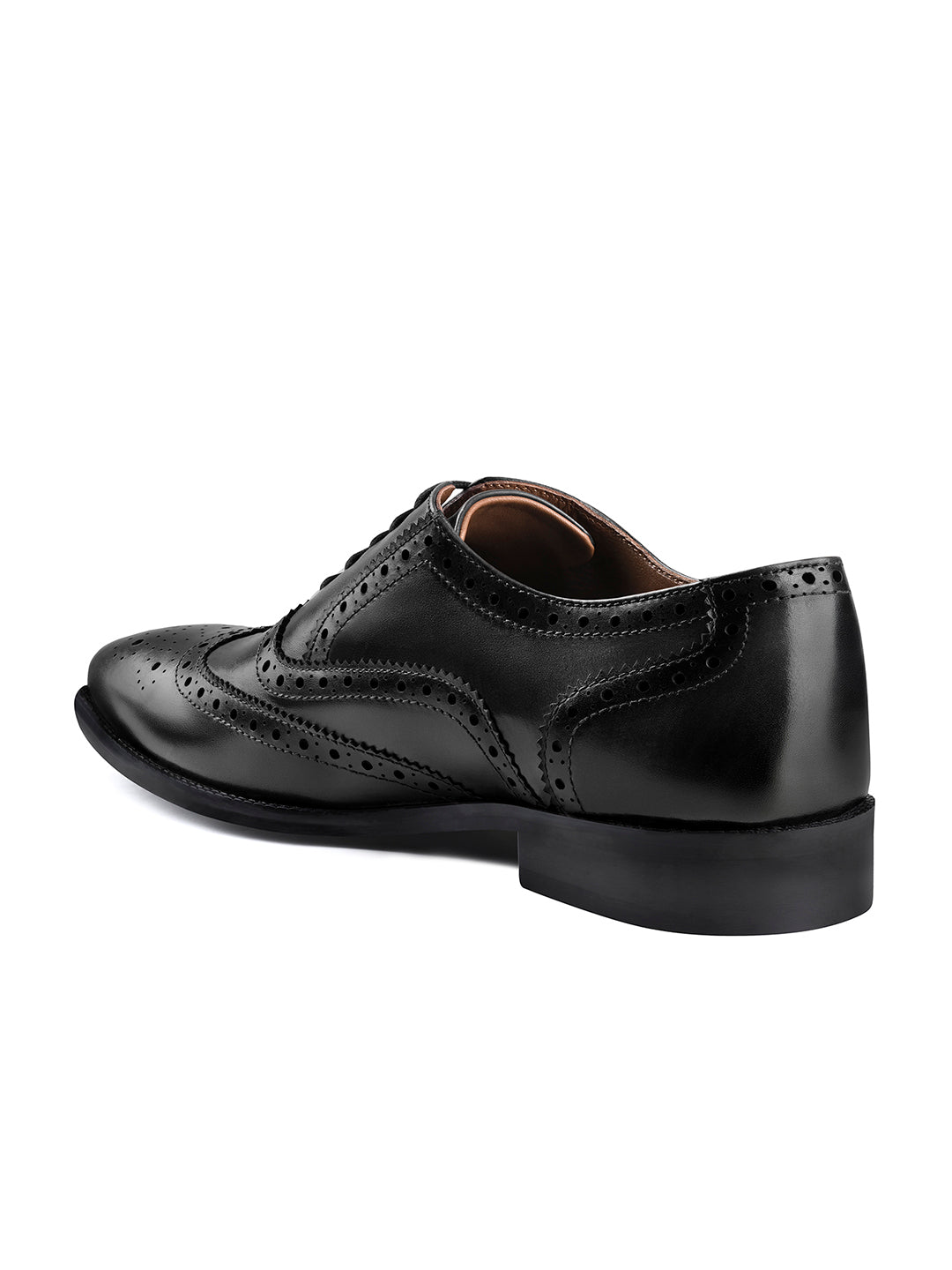 Jet Black Italian Crust Leather Formal Brogue