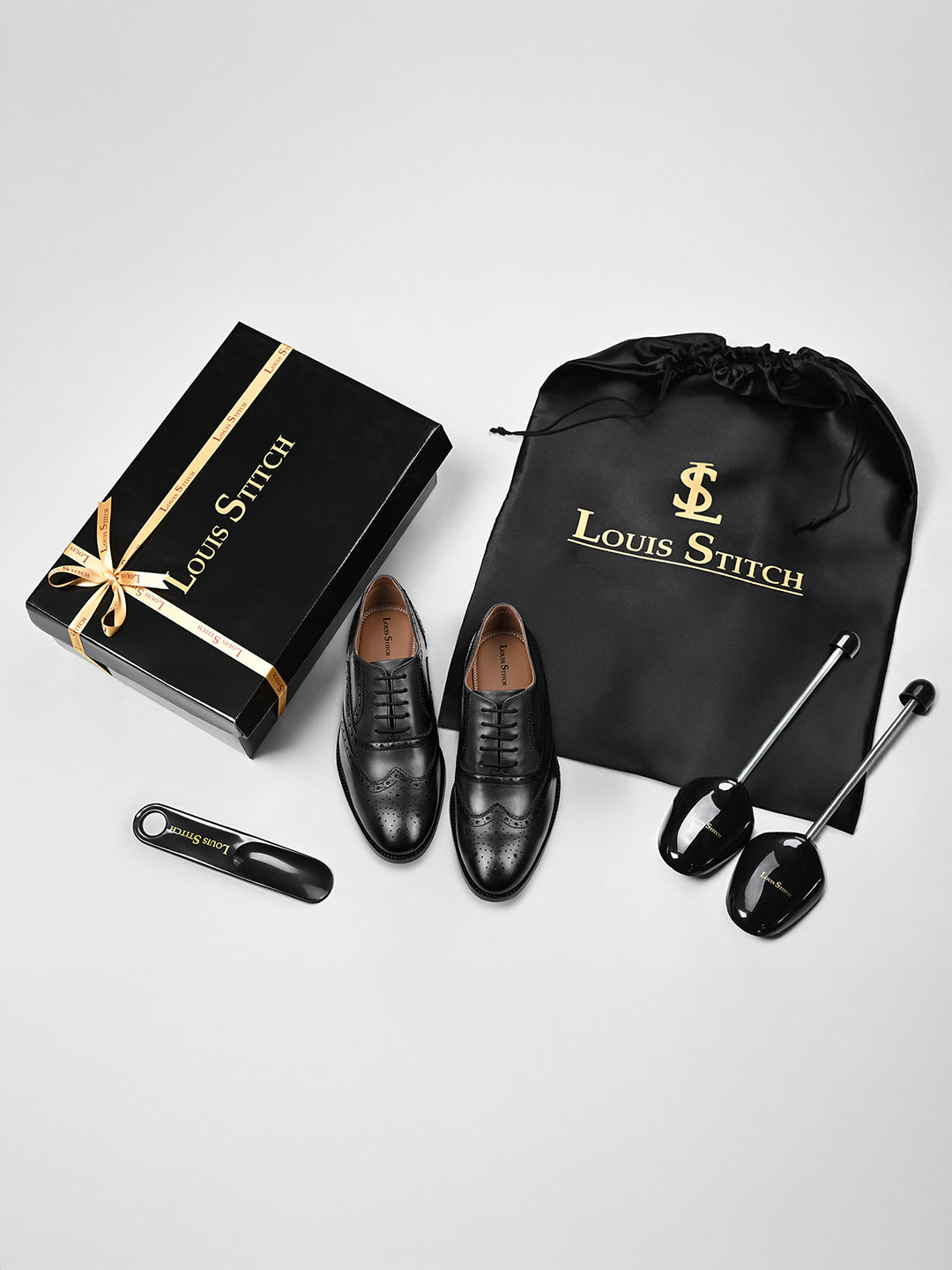 Jet Black Italian Crust Leather Formal Brogue