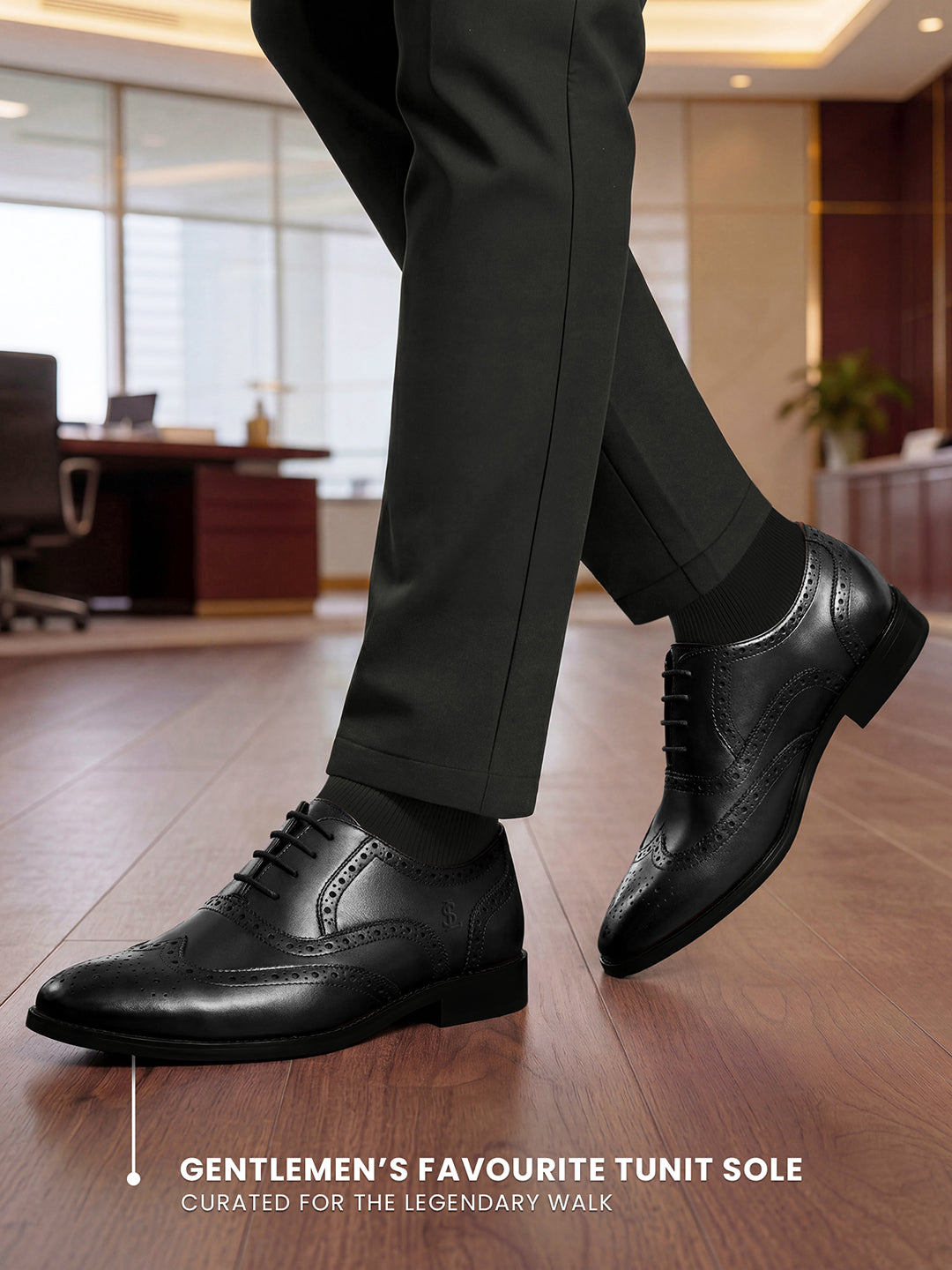 Jet Black Italian Crust Leather Formal Brogue