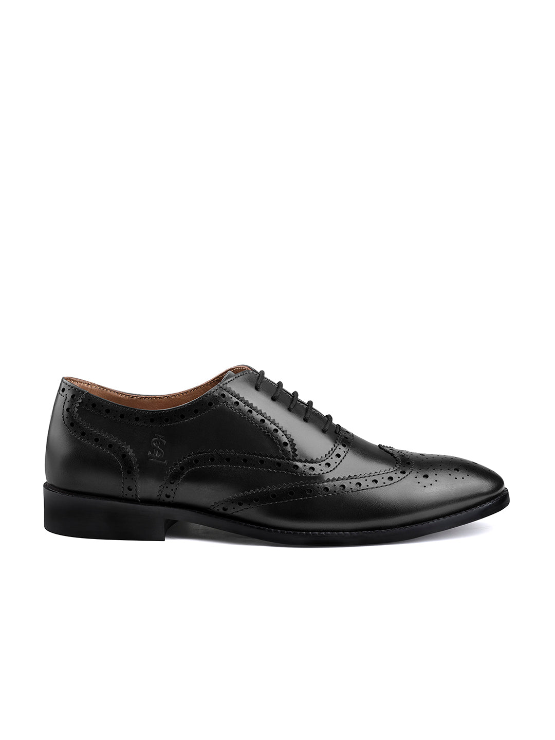 Jet Black Italian Crust Leather Formal Brogue
