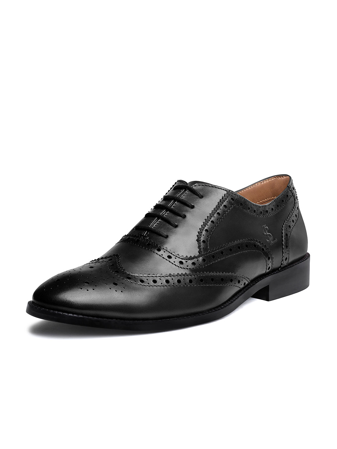 Jet Black Italian Crust Leather Formal Brogue