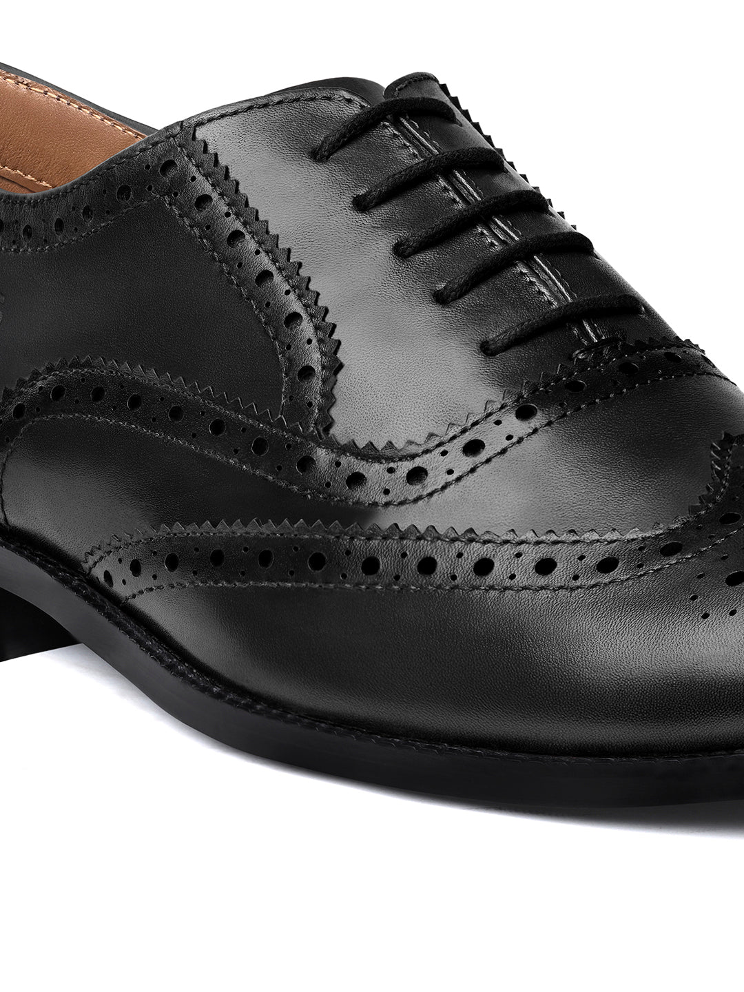 Jet Black Italian Crust Leather Formal Brogue