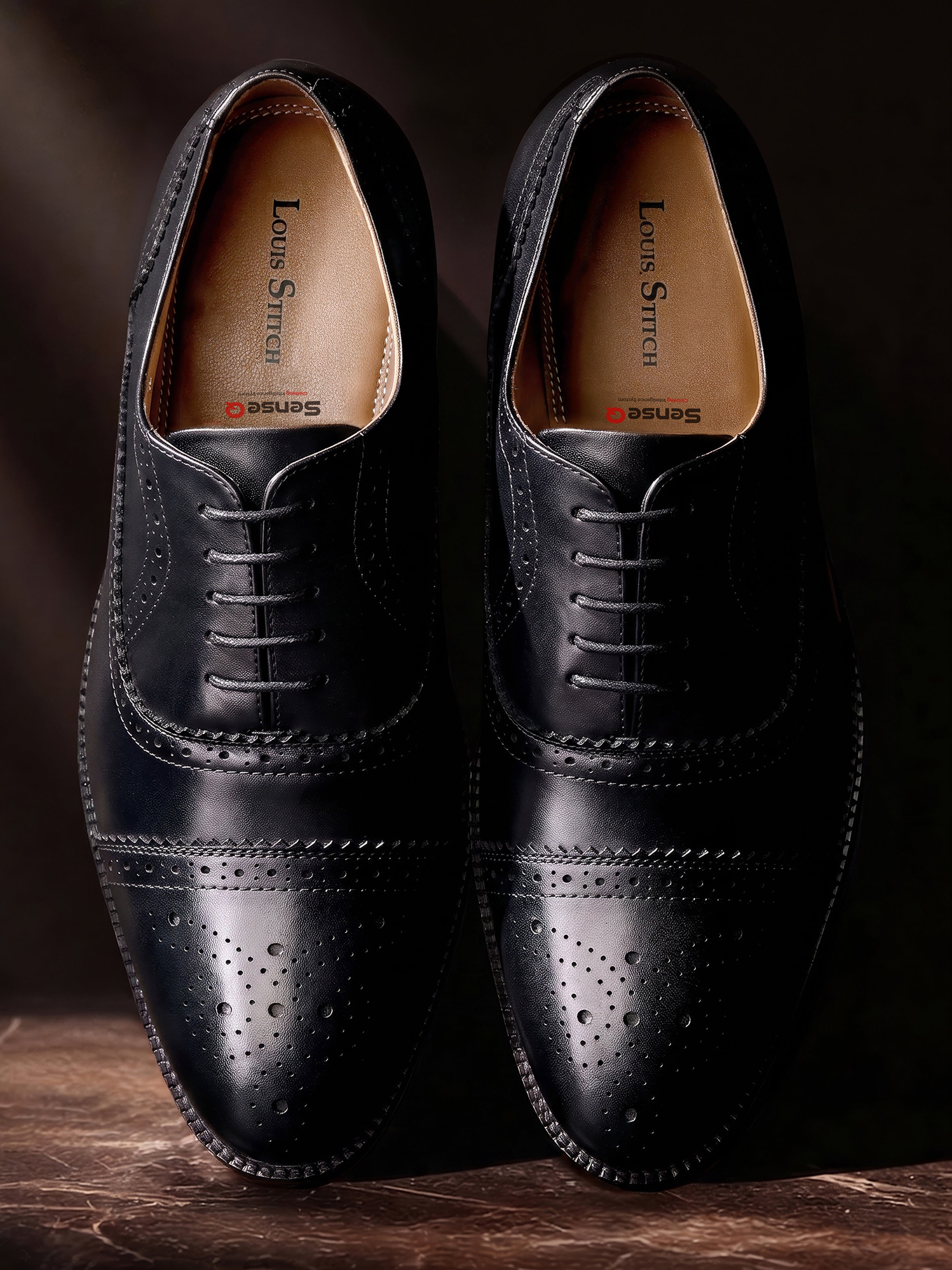 Jet Black Italian Crust Leather Formal Oxford