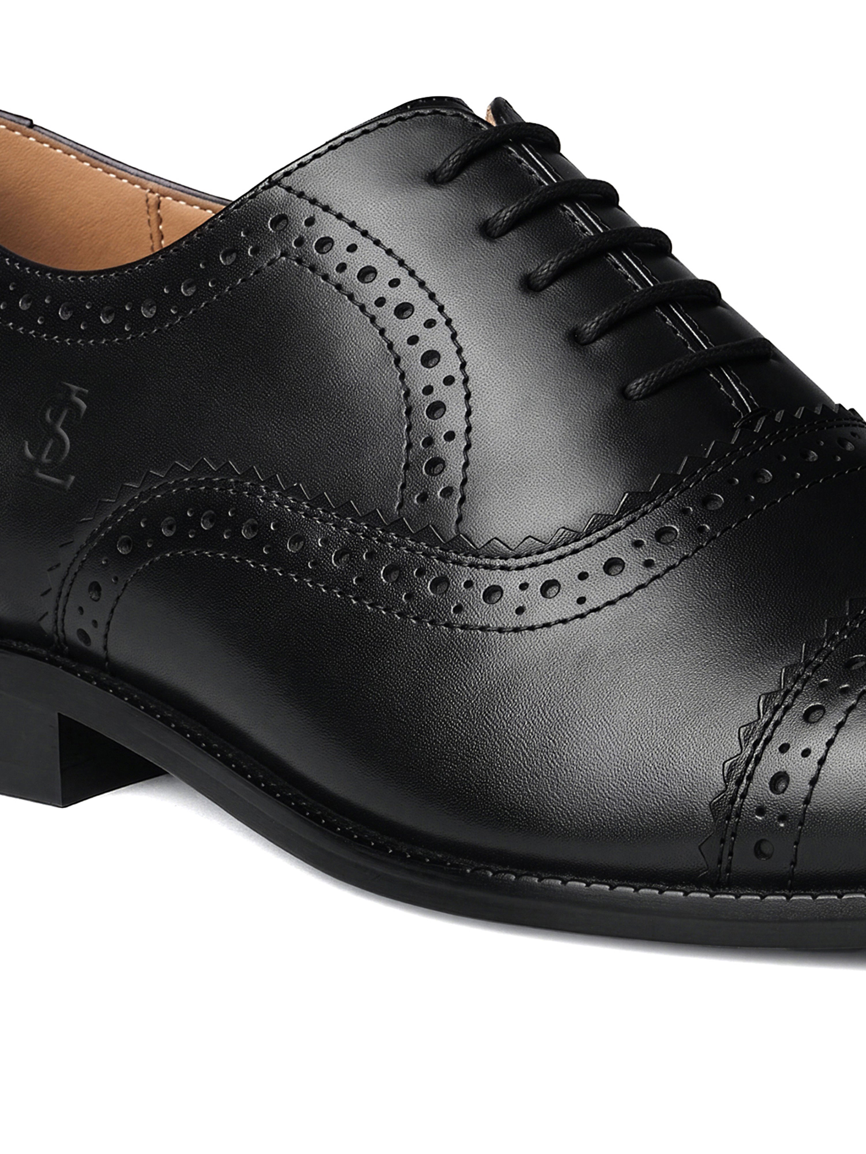 Jet Black Italian Crust Leather Formal Oxford