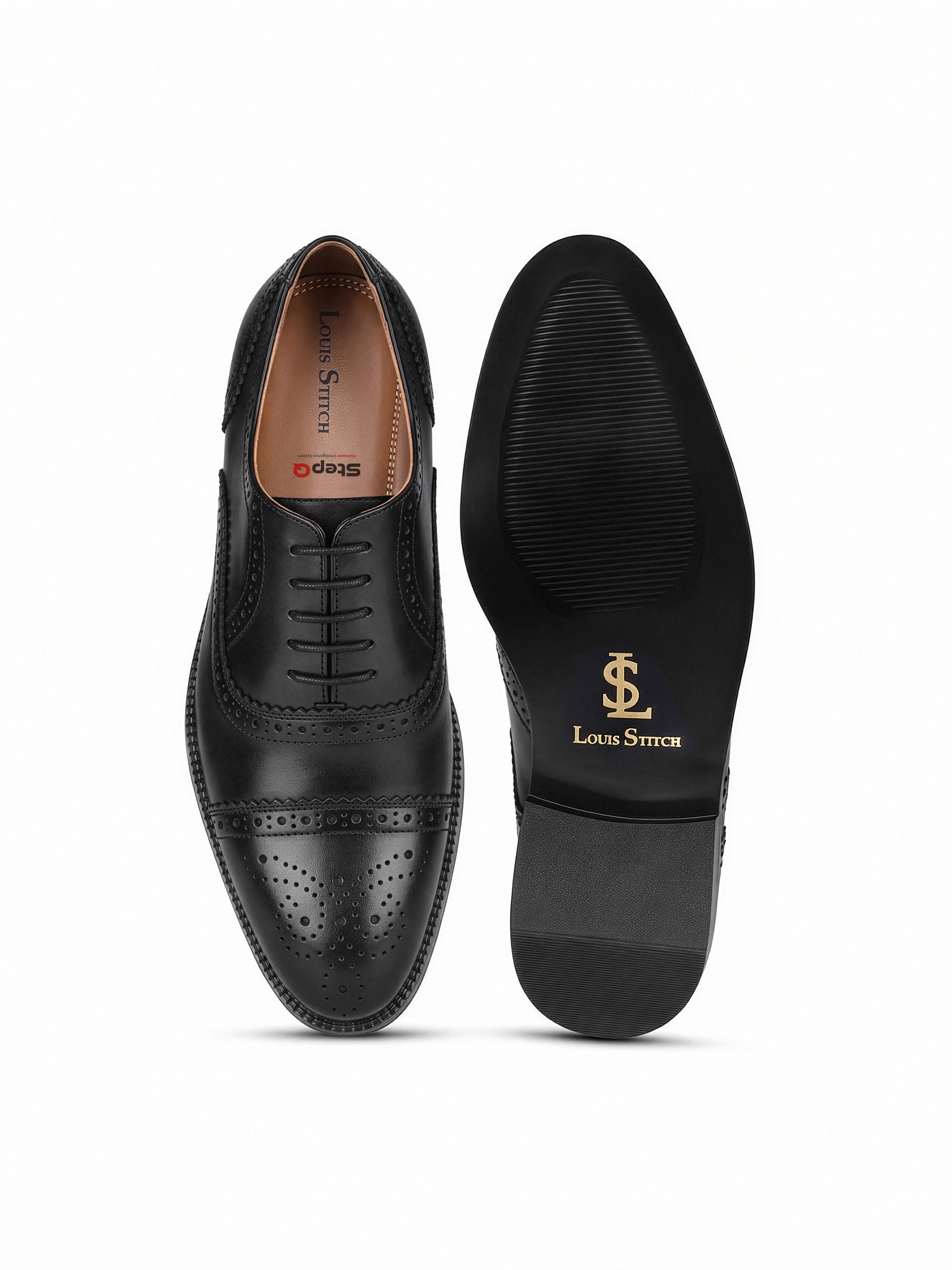 Jet Black Italian Crust Leather Formal Oxford