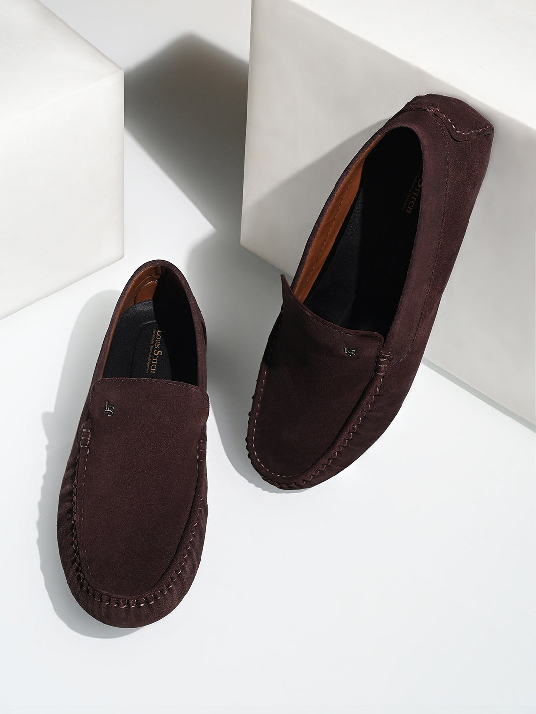 Brunette Brown Suede Leather Slip-On Penny Loafers