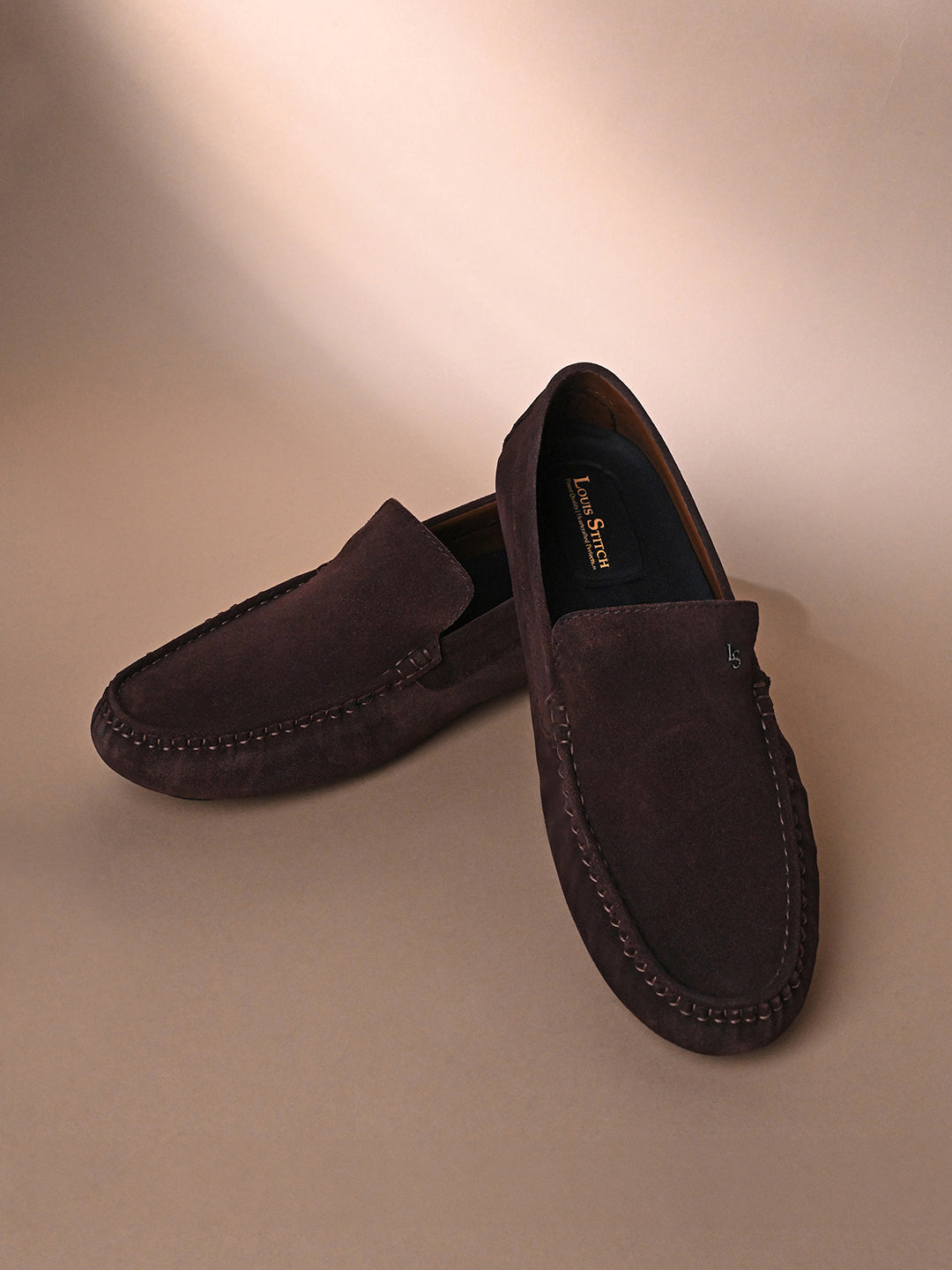 Brunette Brown Suede Leather Slip-On Penny Loafers