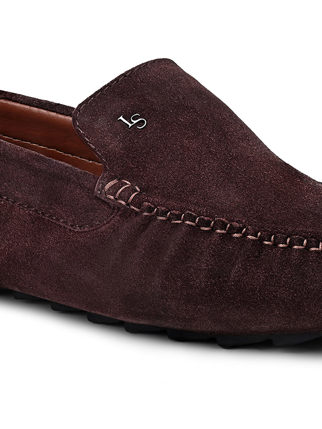 Brunette Brown Suede Leather Slip-On Penny Loafers