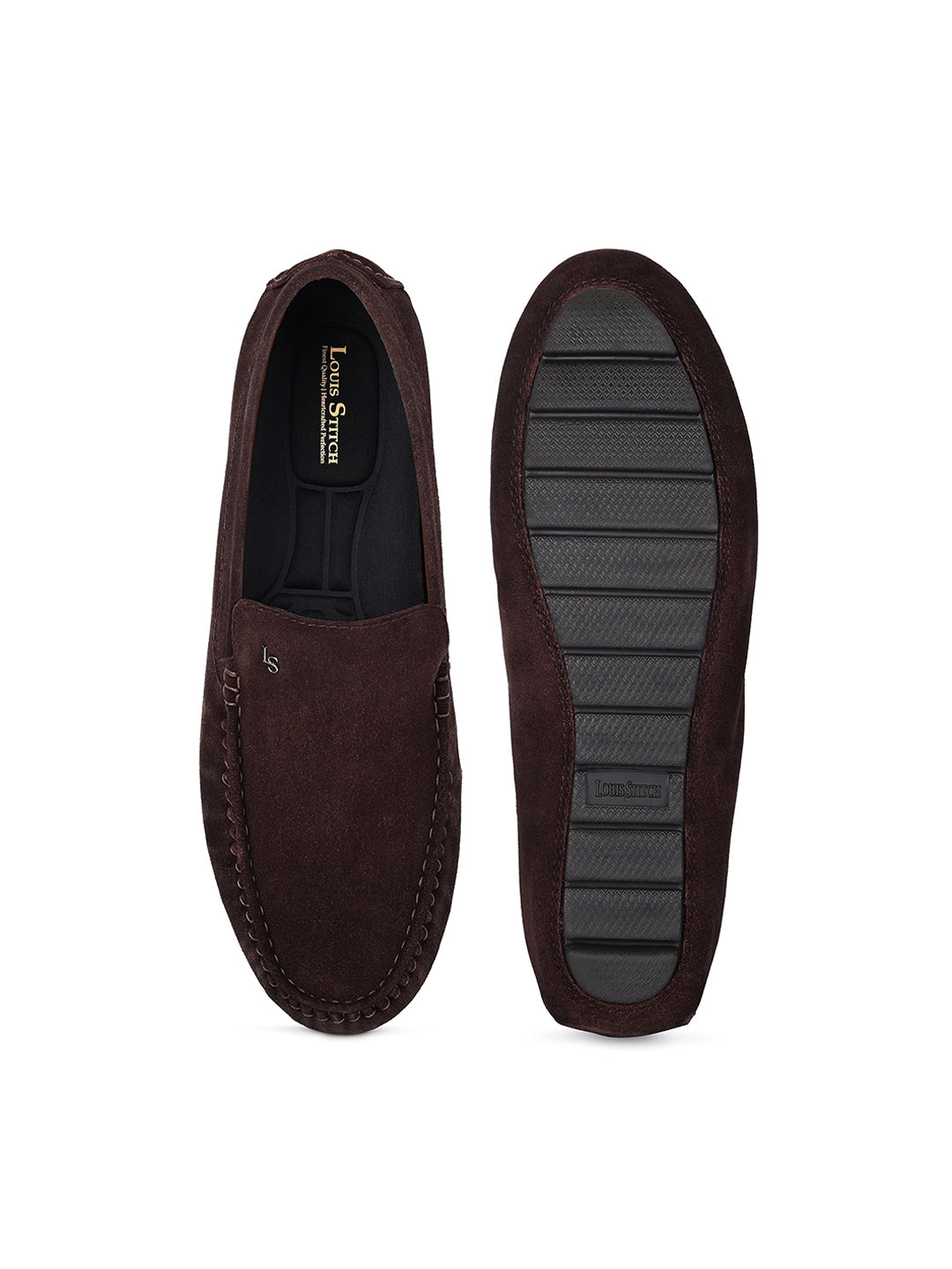 Brunette Brown Suede Leather Slip-On Penny Loafers