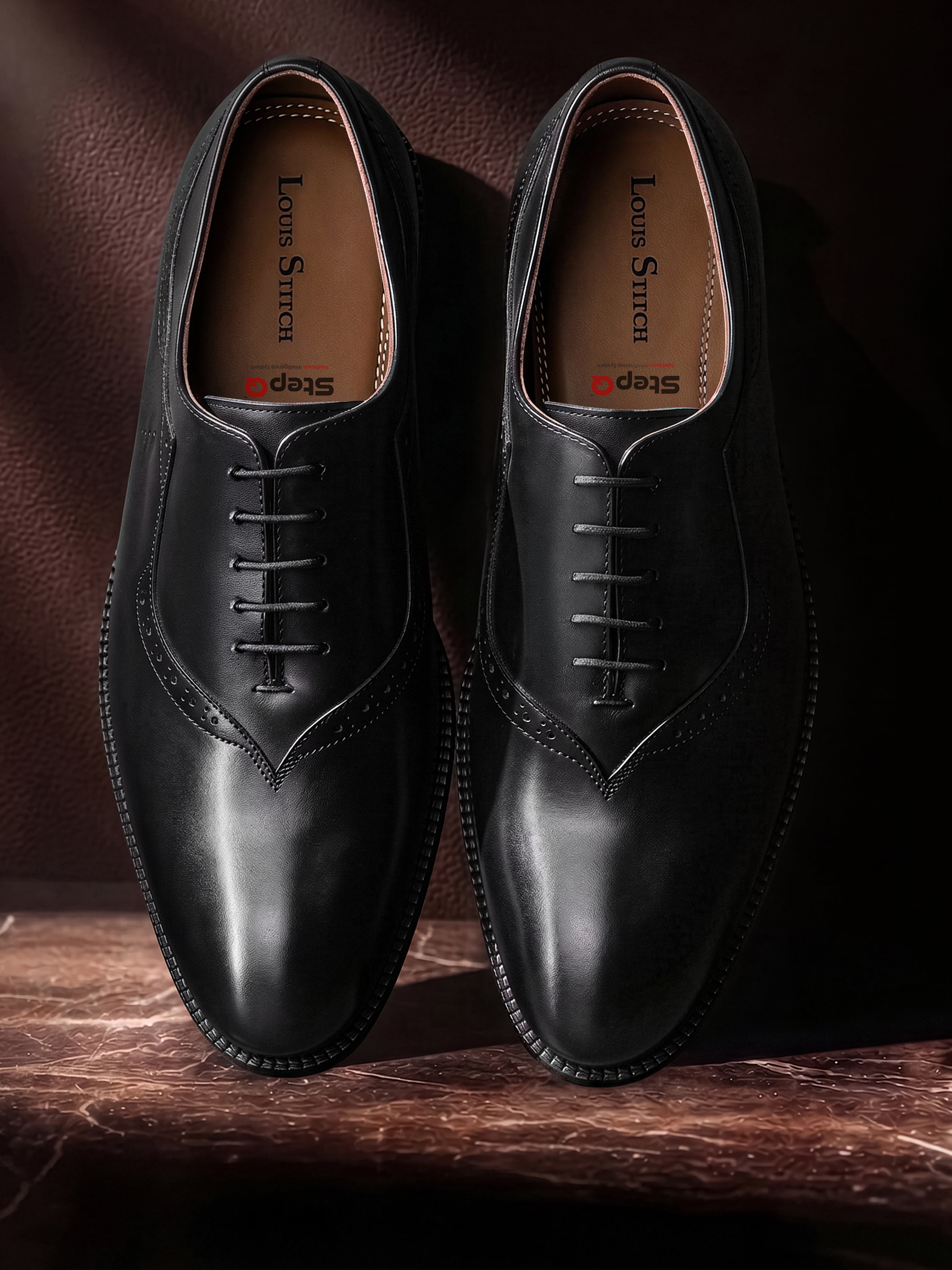 Jet Black Italian Crust Leather Formal Derby