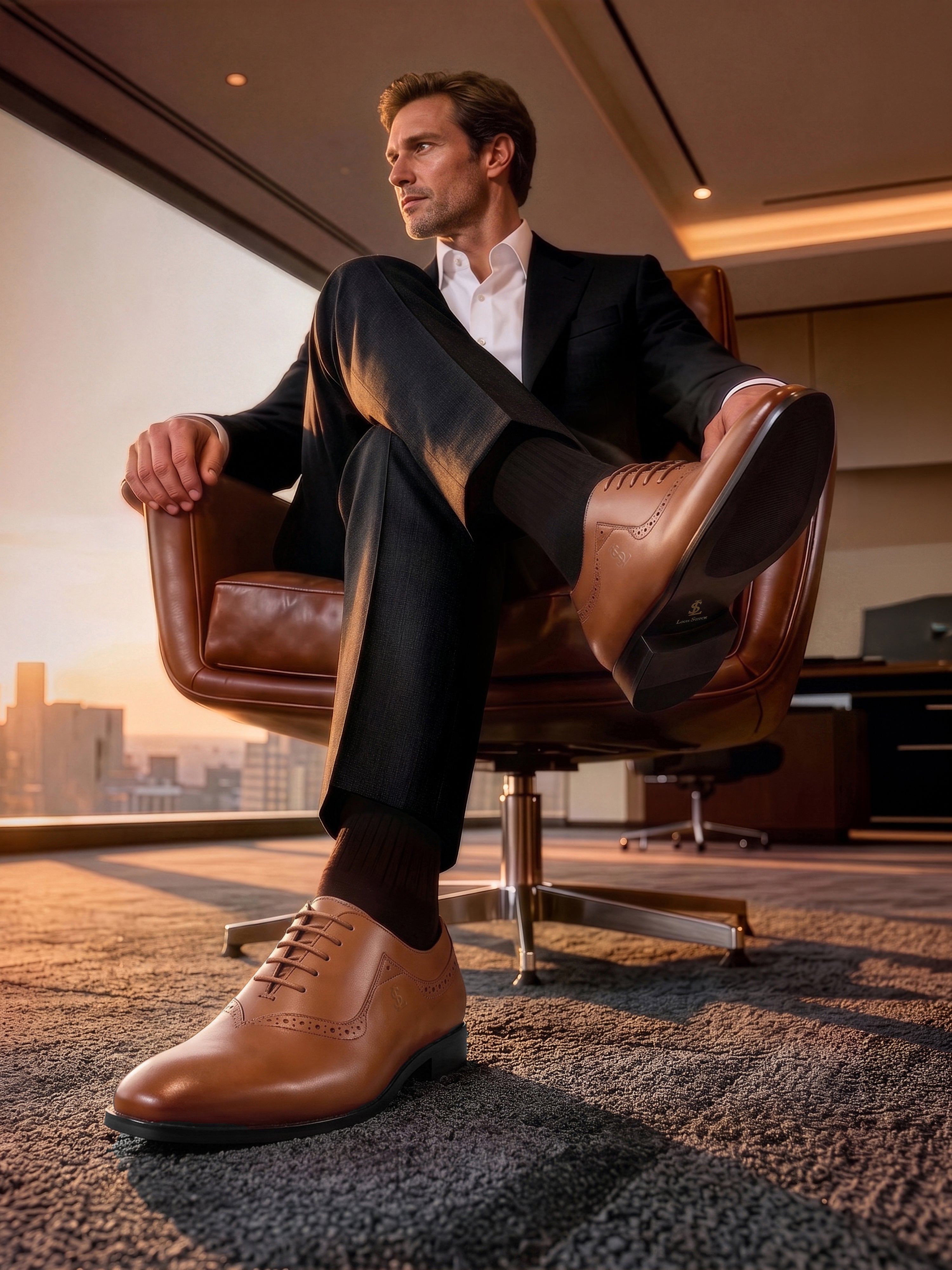 Russet Tan Italian Crust Leather Formal Derby