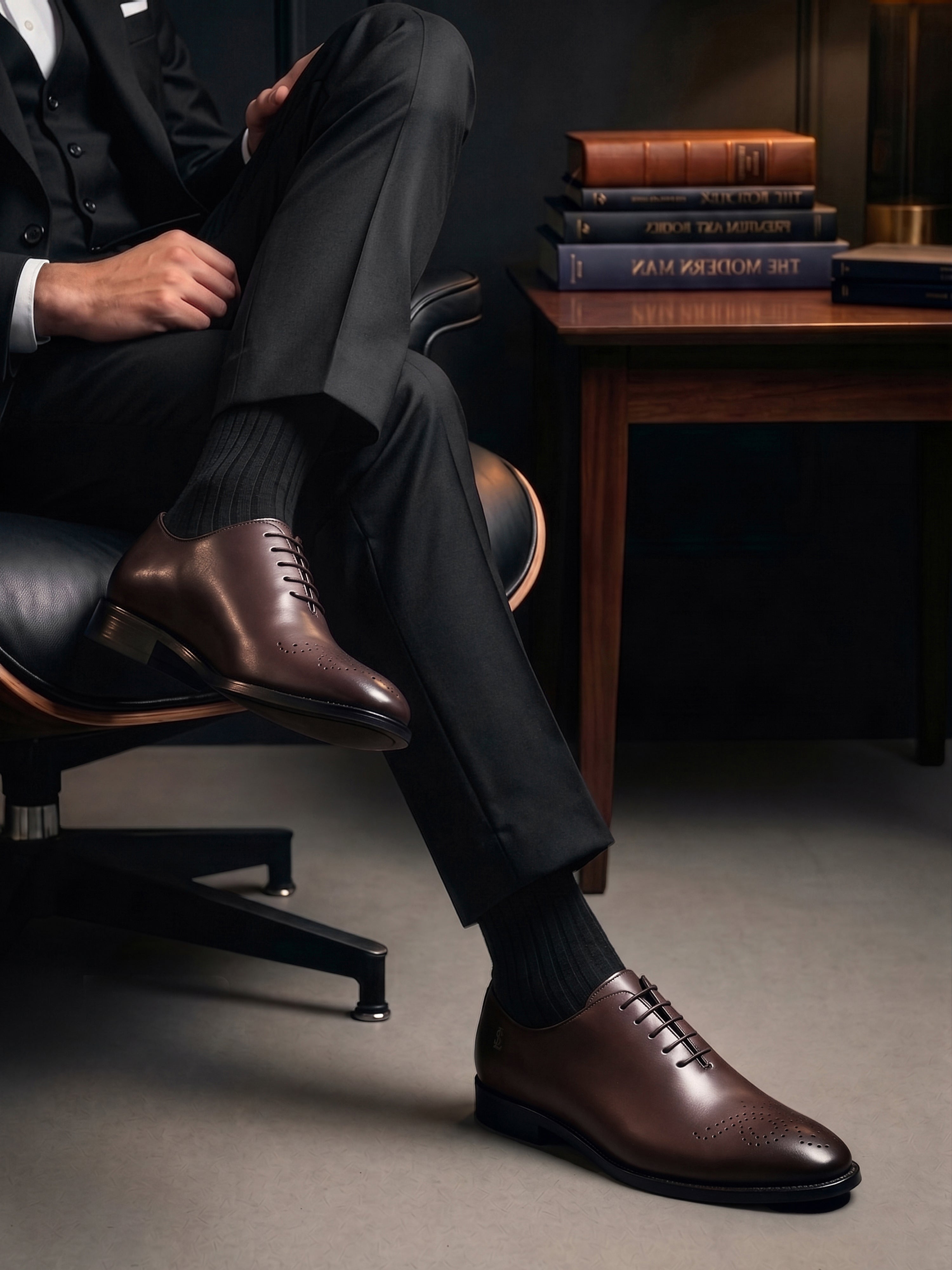 Brunette Brown Italian Crust Leather Formal Derby