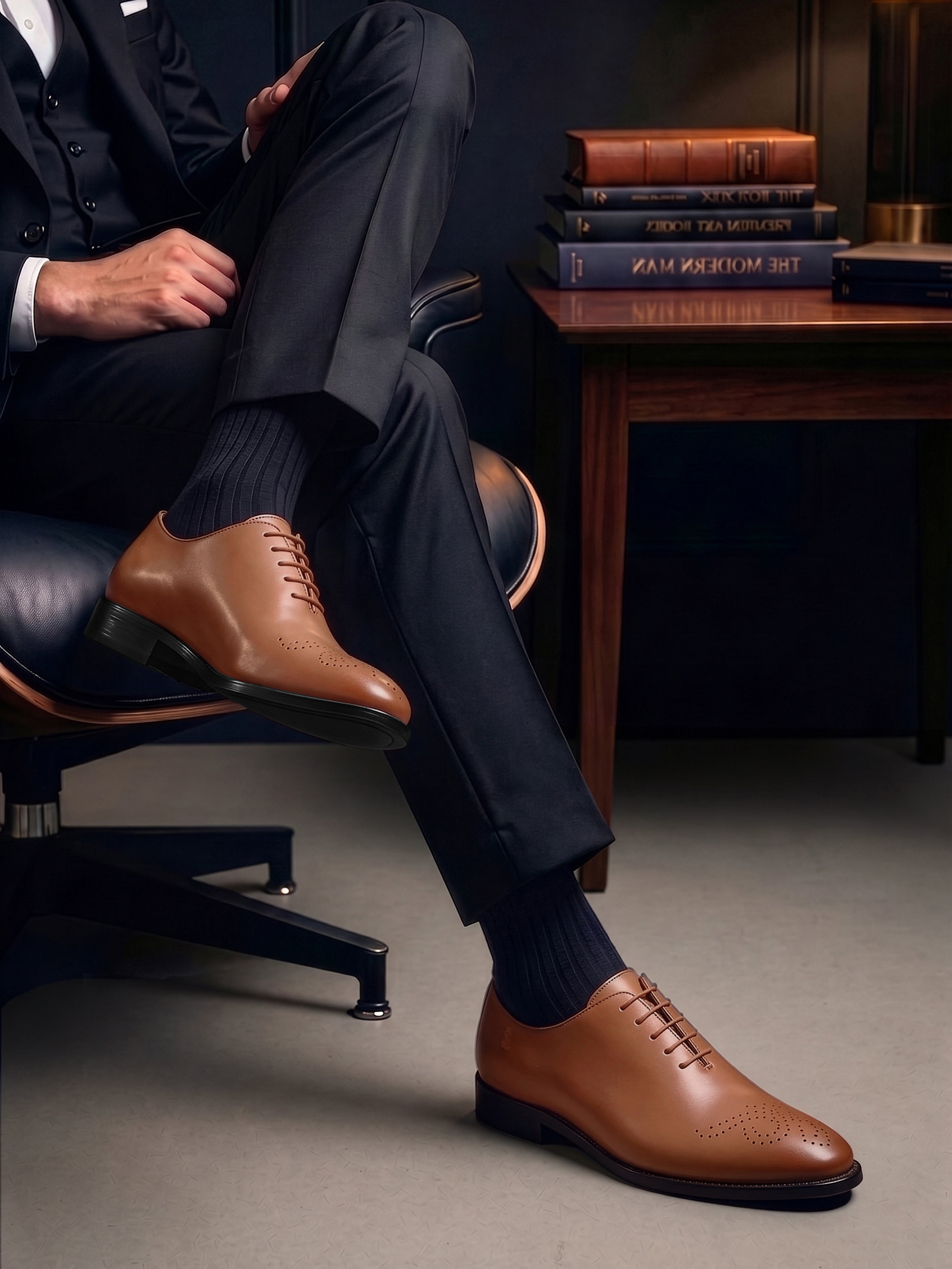 Russet Tan Italian Crust Leather Formal Derby