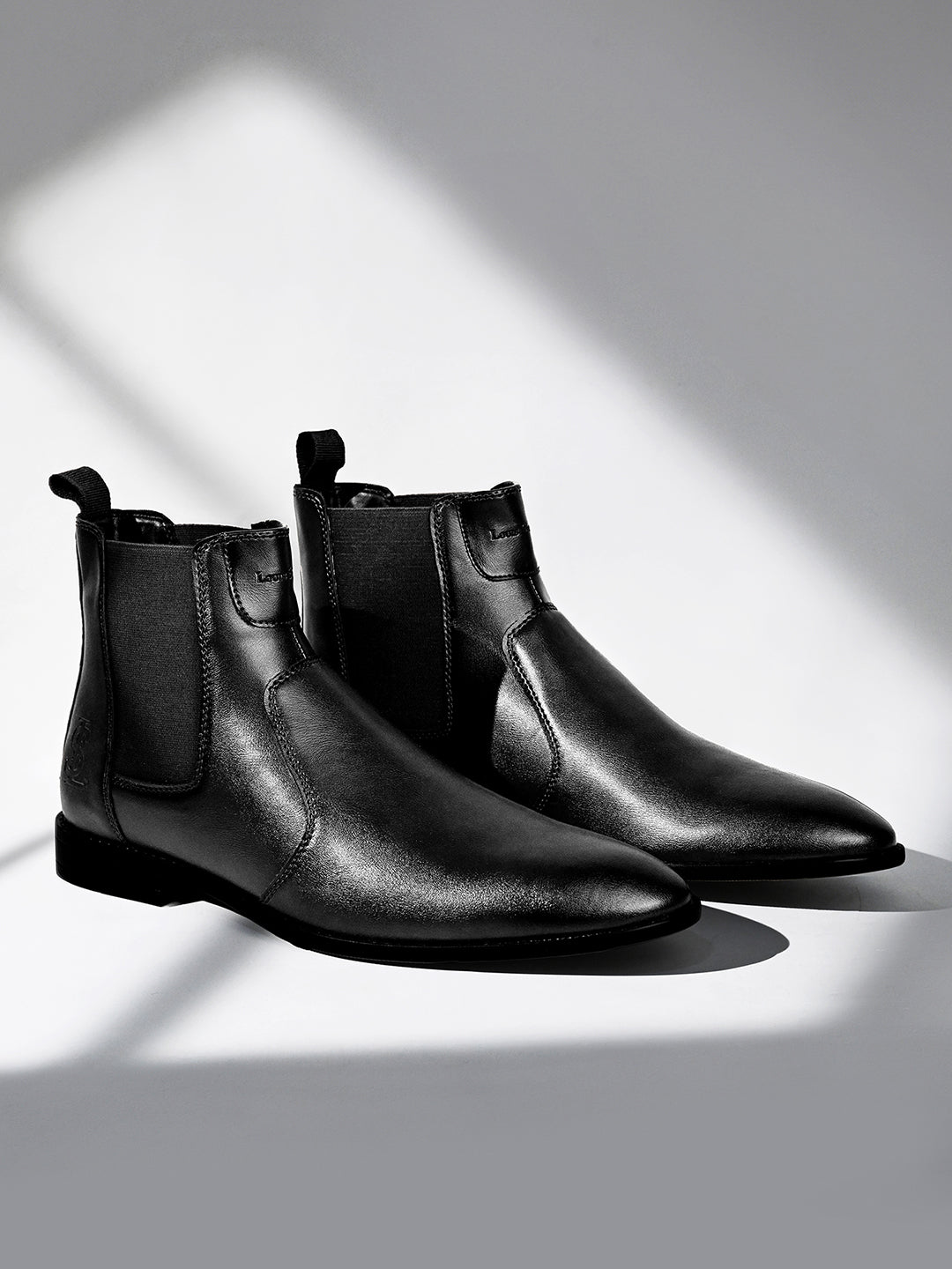 Jet Black Mid-Top Ankle Slip-On Chelsea Boots