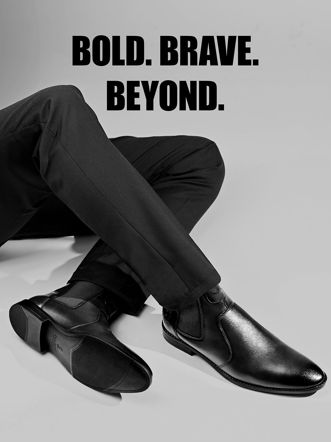 Jet Black Mid-Top Ankle Slip-On Chelsea Boots