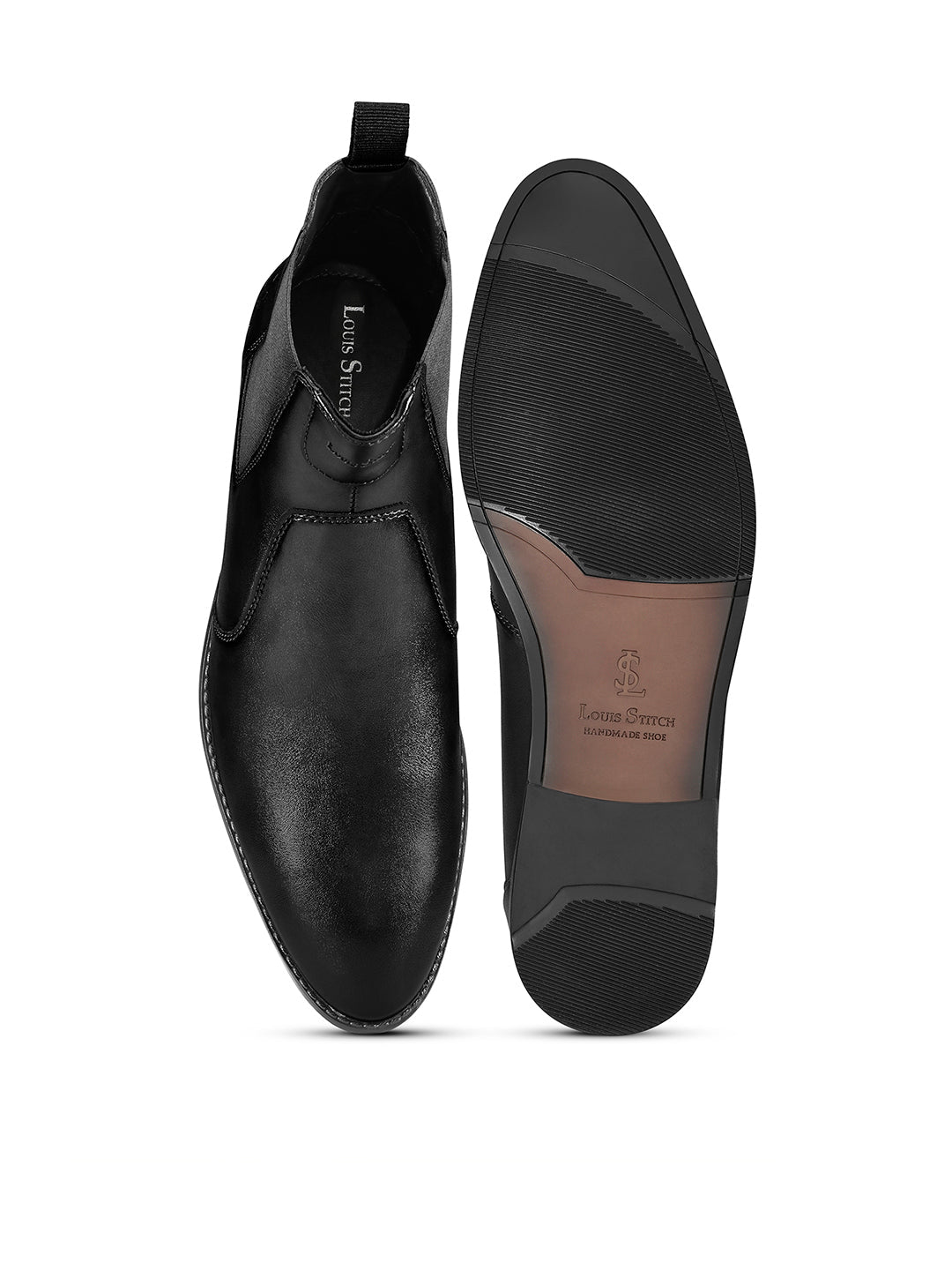 Jet Black Mid-Top Ankle Slip-On Chelsea Boots