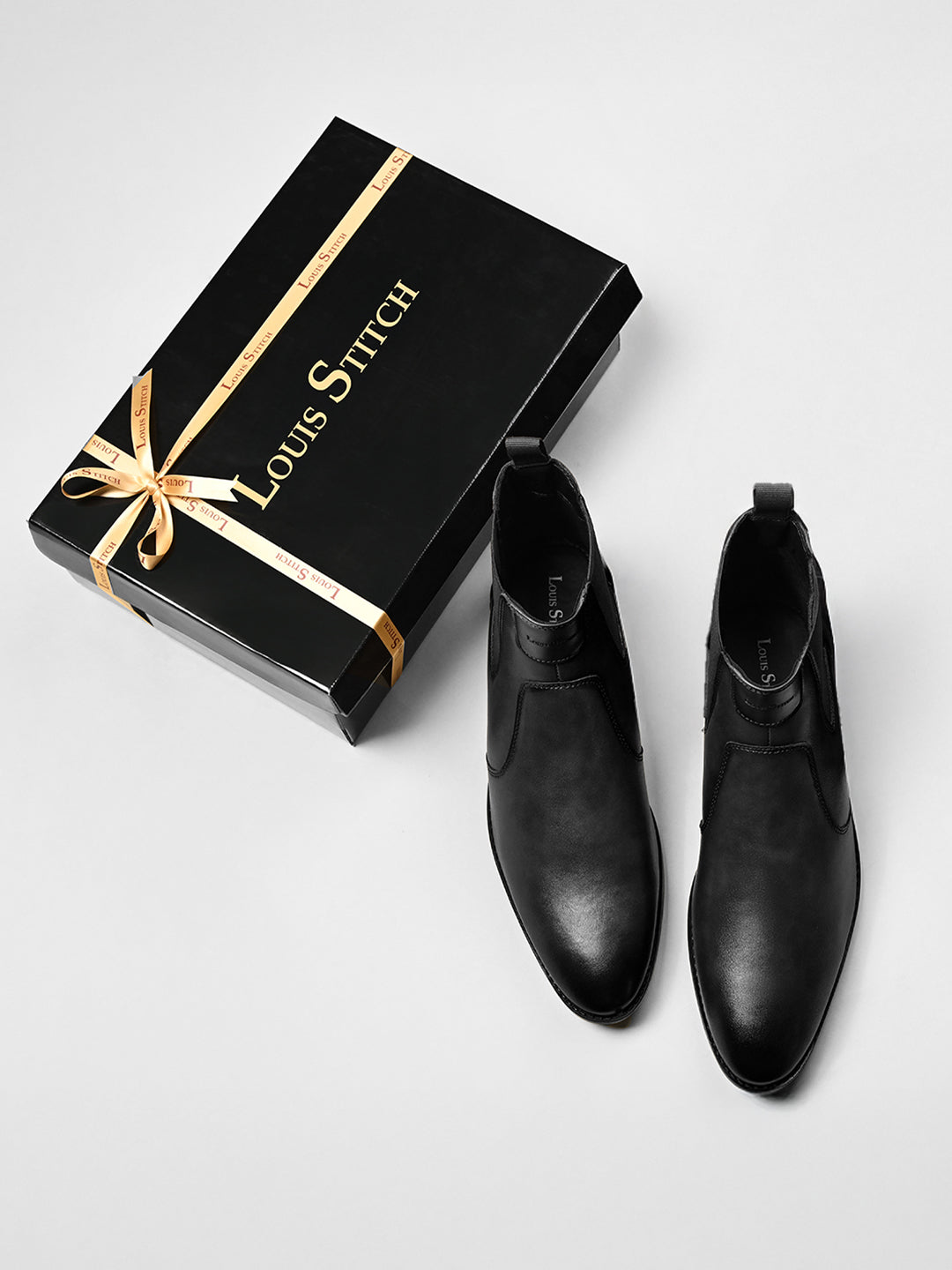 Jet Black Mid-Top Ankle Slip-On Chelsea Boots