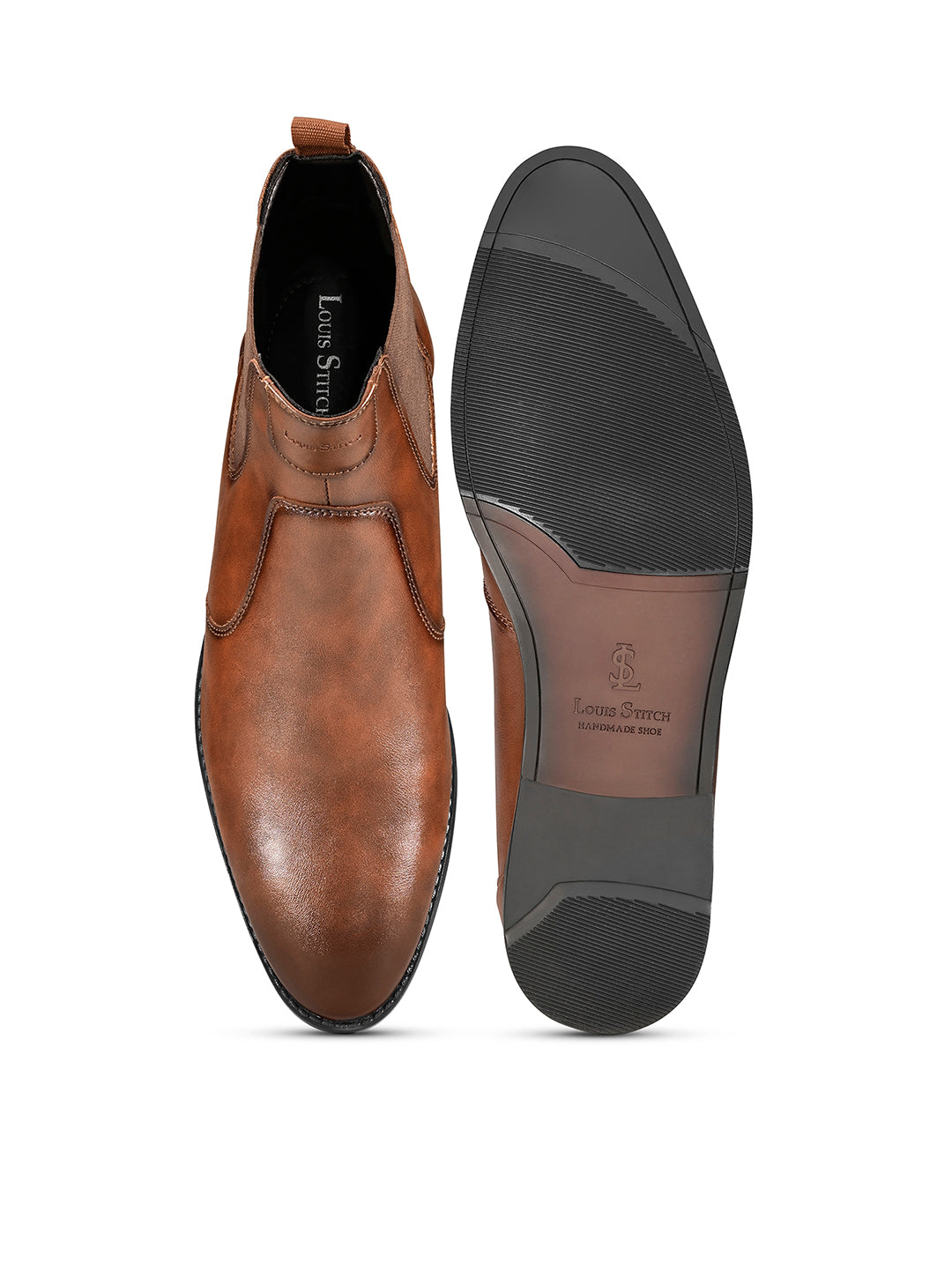 Russet Tan Mid-Top Ankle Slip-On Chelsea Boots