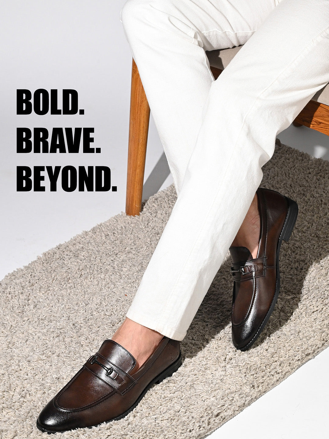 Brunette Brown Formal Slip-On Moccasin Shoes