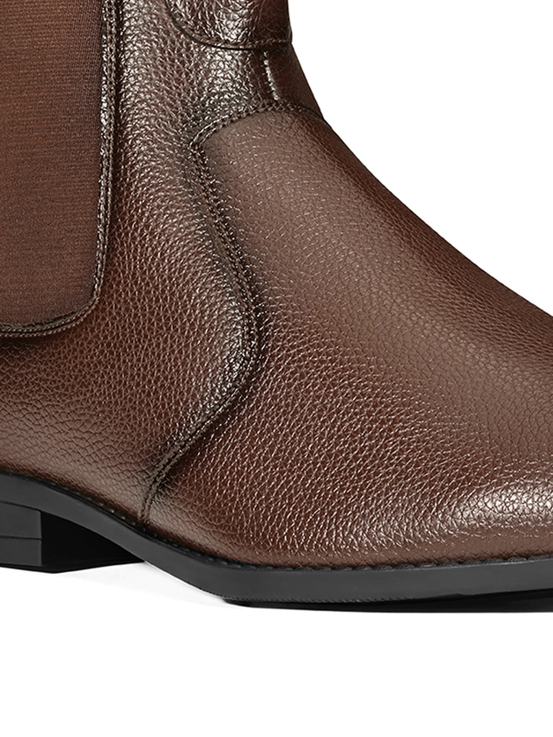 Brunette Brown Mid-Top Ankle Slip-On Chelsea Boots