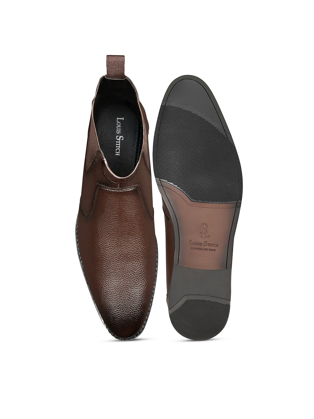 Brunette Brown Mid-Top Ankle Slip-On Chelsea Boots