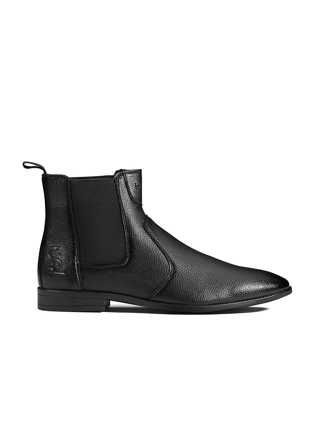 Jet Black Mid-Top Ankle Slip-On Chelsea Boots
