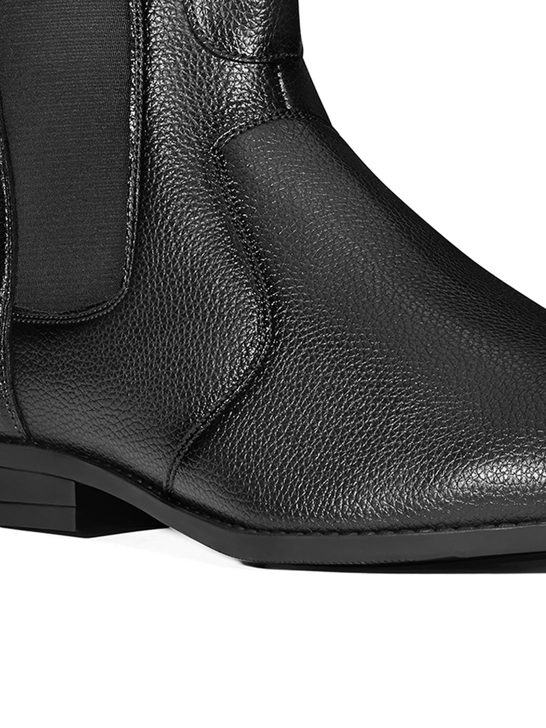 Jet Black Mid-Top Ankle Slip-On Chelsea Boots