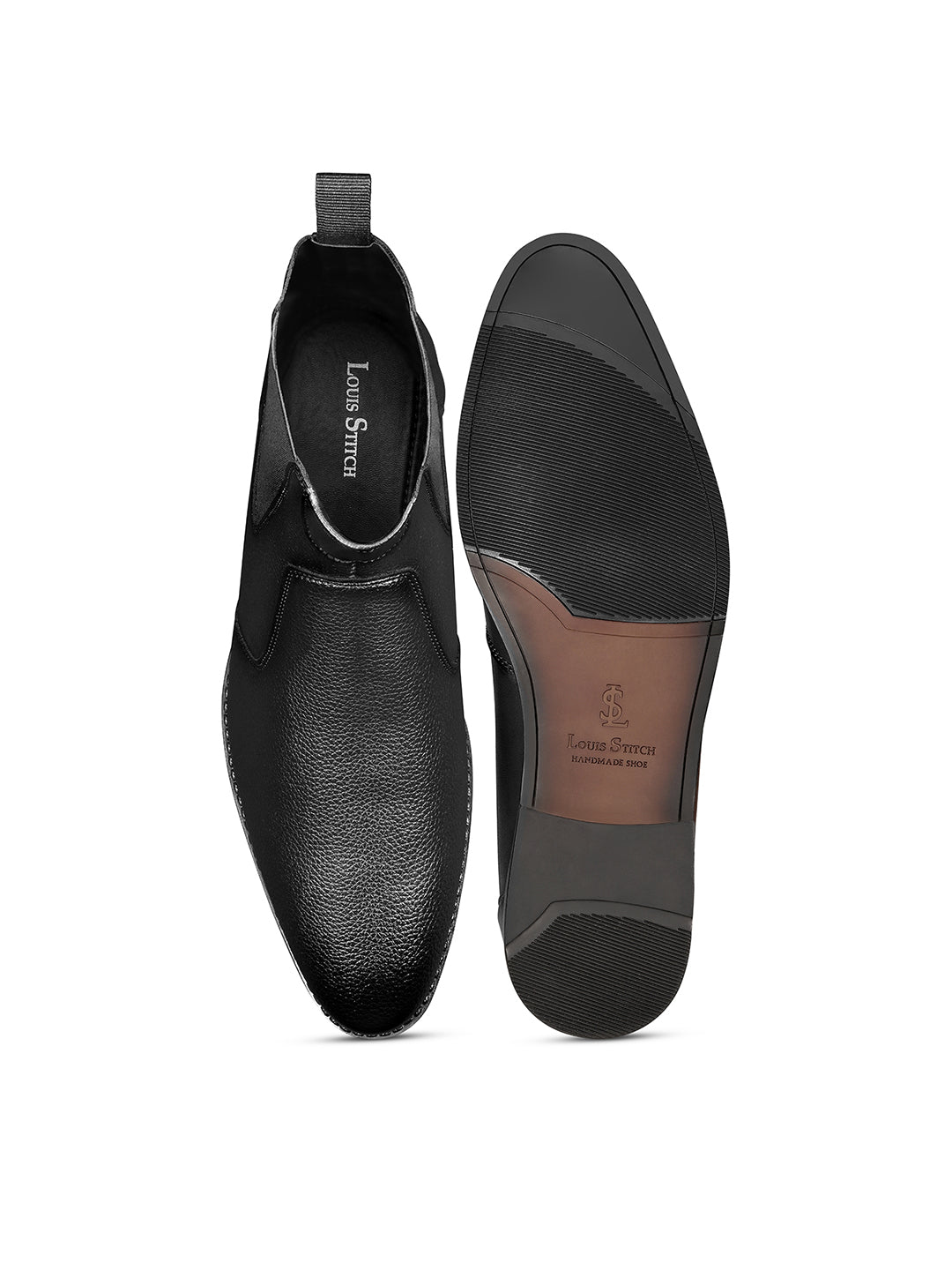 Jet Black Mid-Top Ankle Slip-On Chelsea Boots