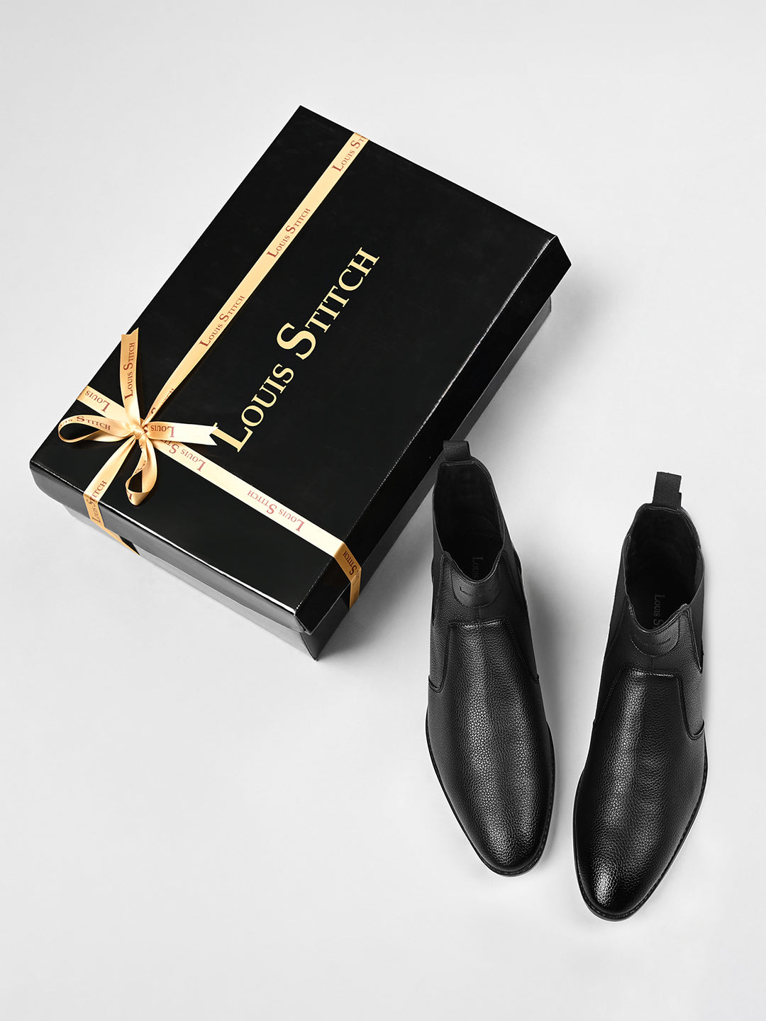 Jet Black Mid-Top Ankle Slip-On Chelsea Boots