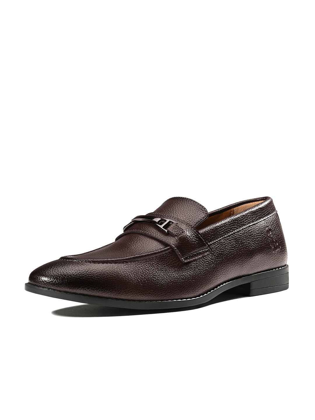 Brunette Brown Formal Slip-On Moccasin with Buckle
