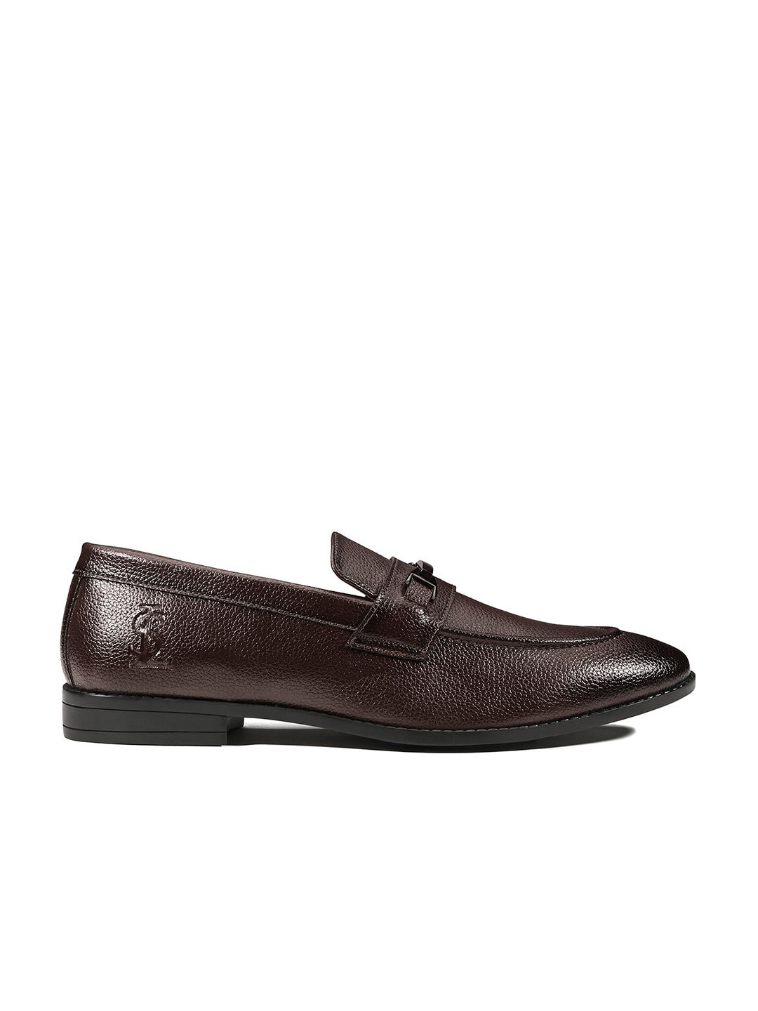 Brunette Brown Formal Slip-On Moccasin with Buckle