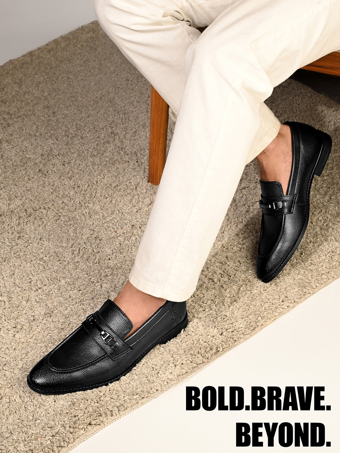 Jet Black Formal Slip-On Moccasin with Buckle