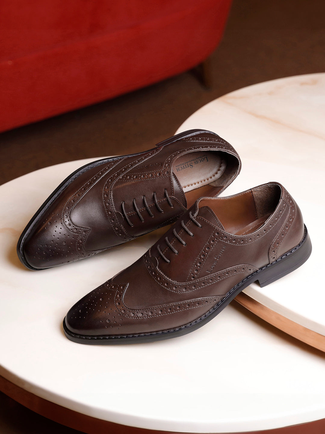 Brunette Brown Egyptian Crust Leather Brogue Shoes